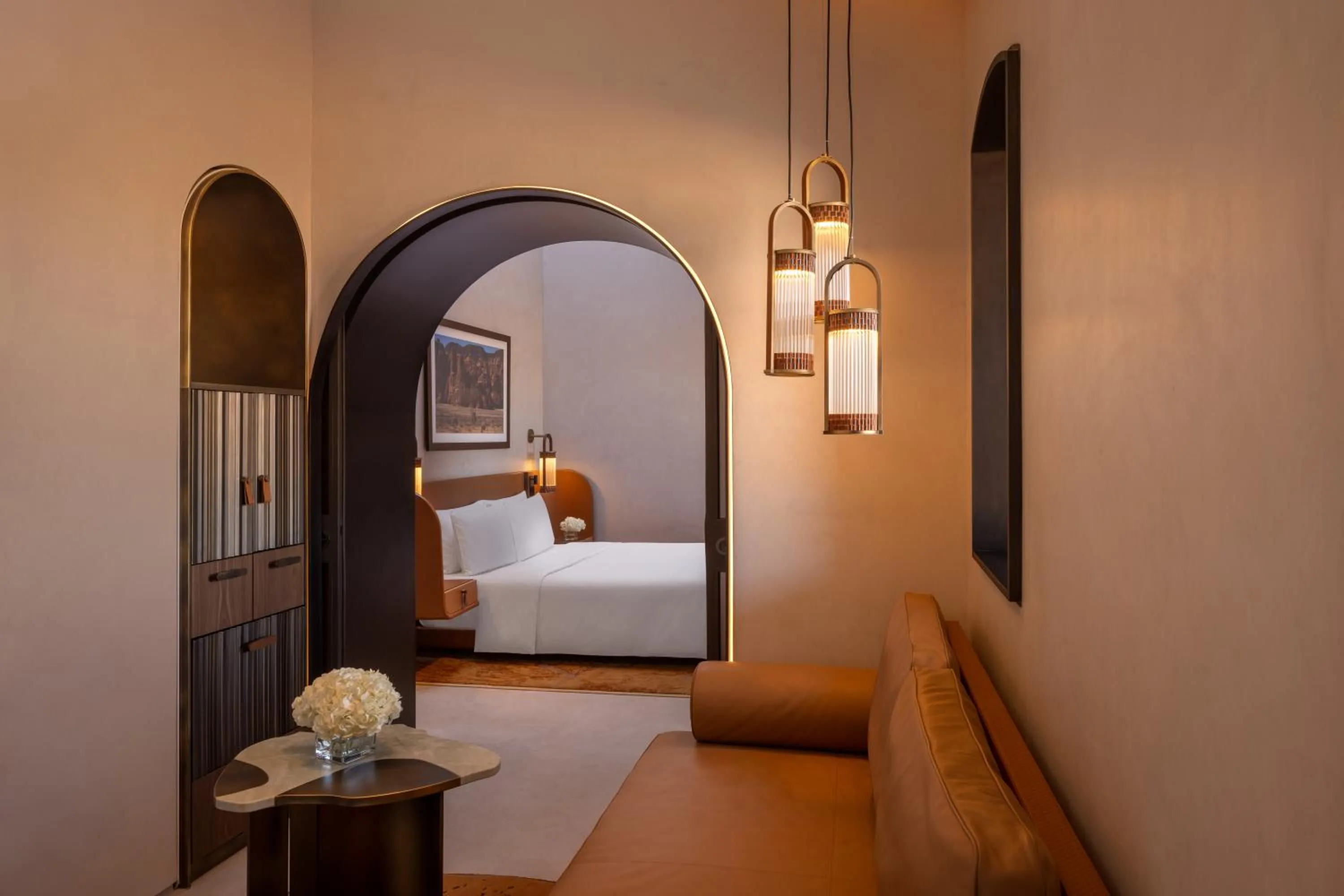 Living room, Bed in The Chedi Hegra, AlUla