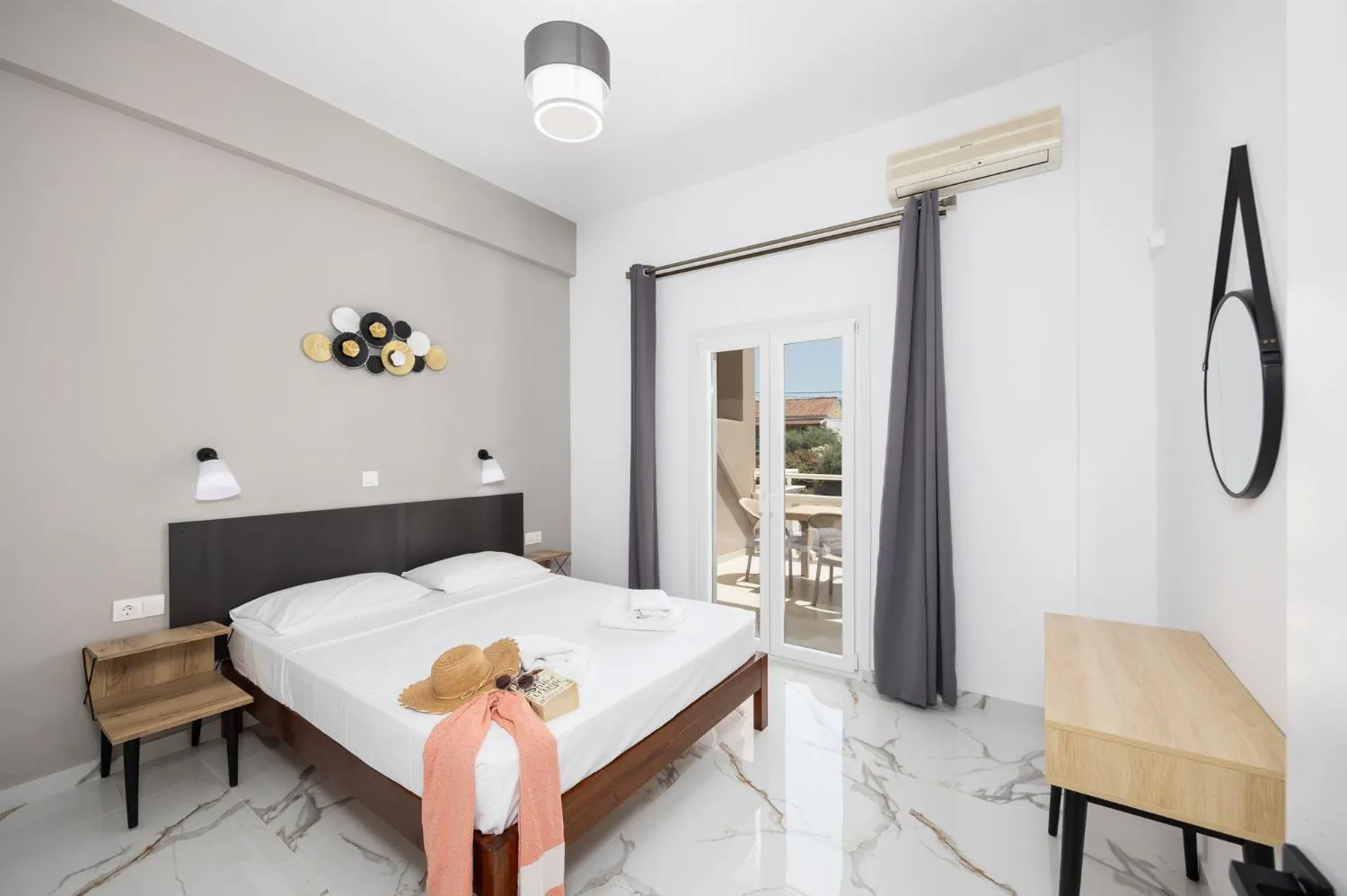Bed in Kosmas Apartments