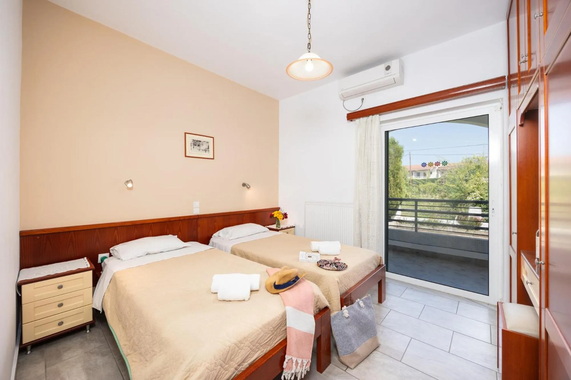 Bed in Kosmas Apartments
