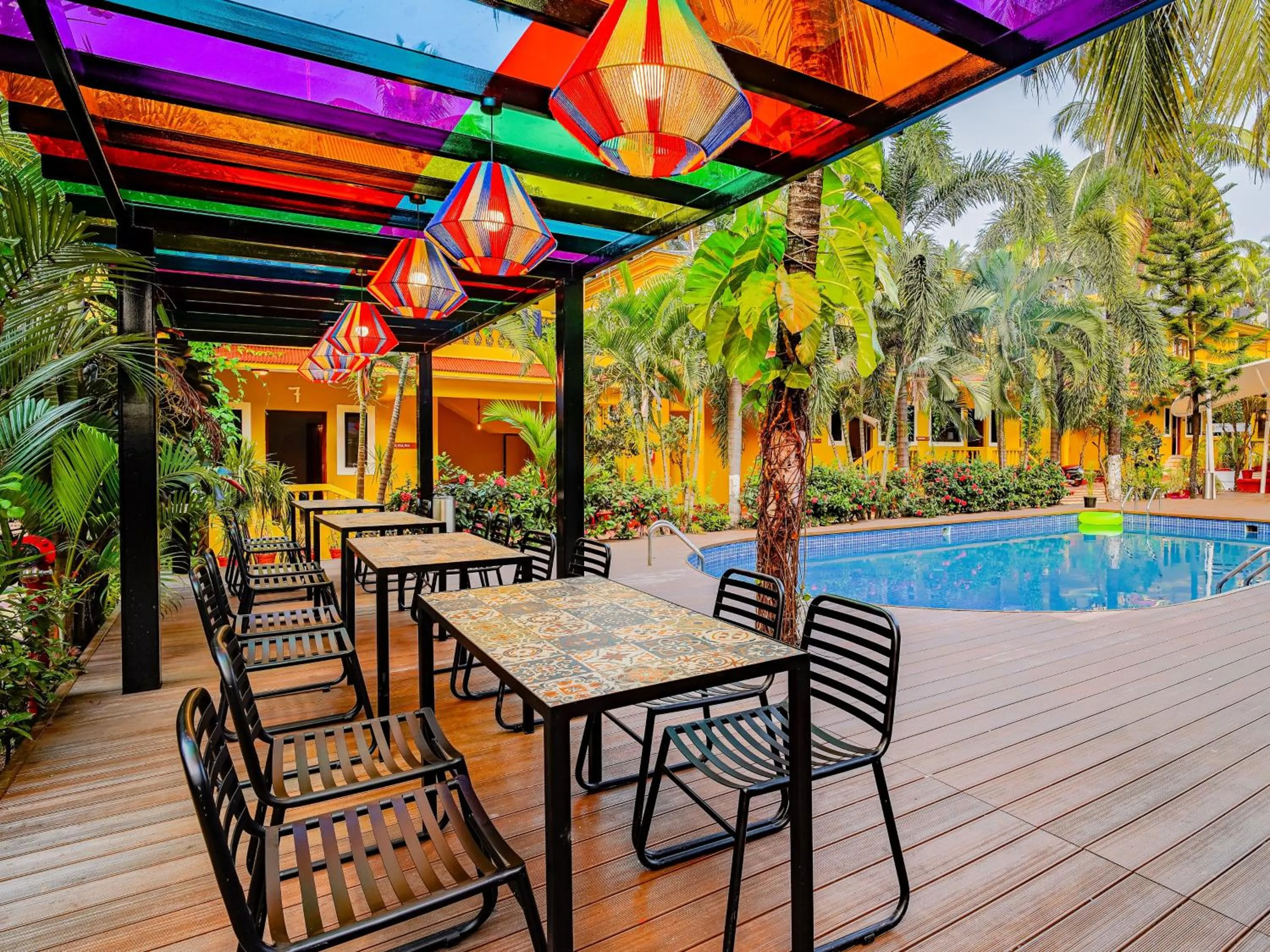 Pool view in The Hosteller Goa, Anjuna