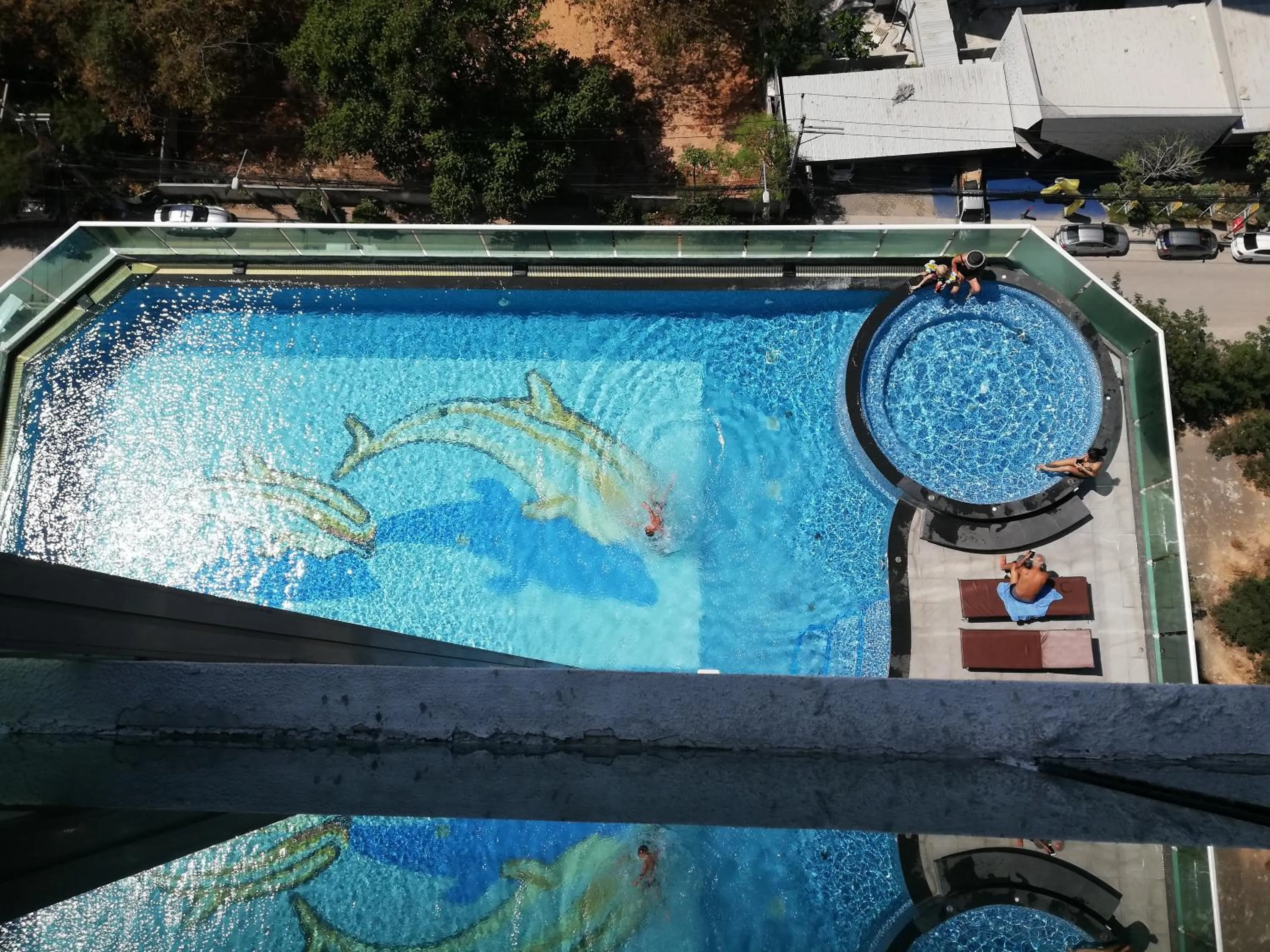 Pool view in Cosy Beach View Apartments