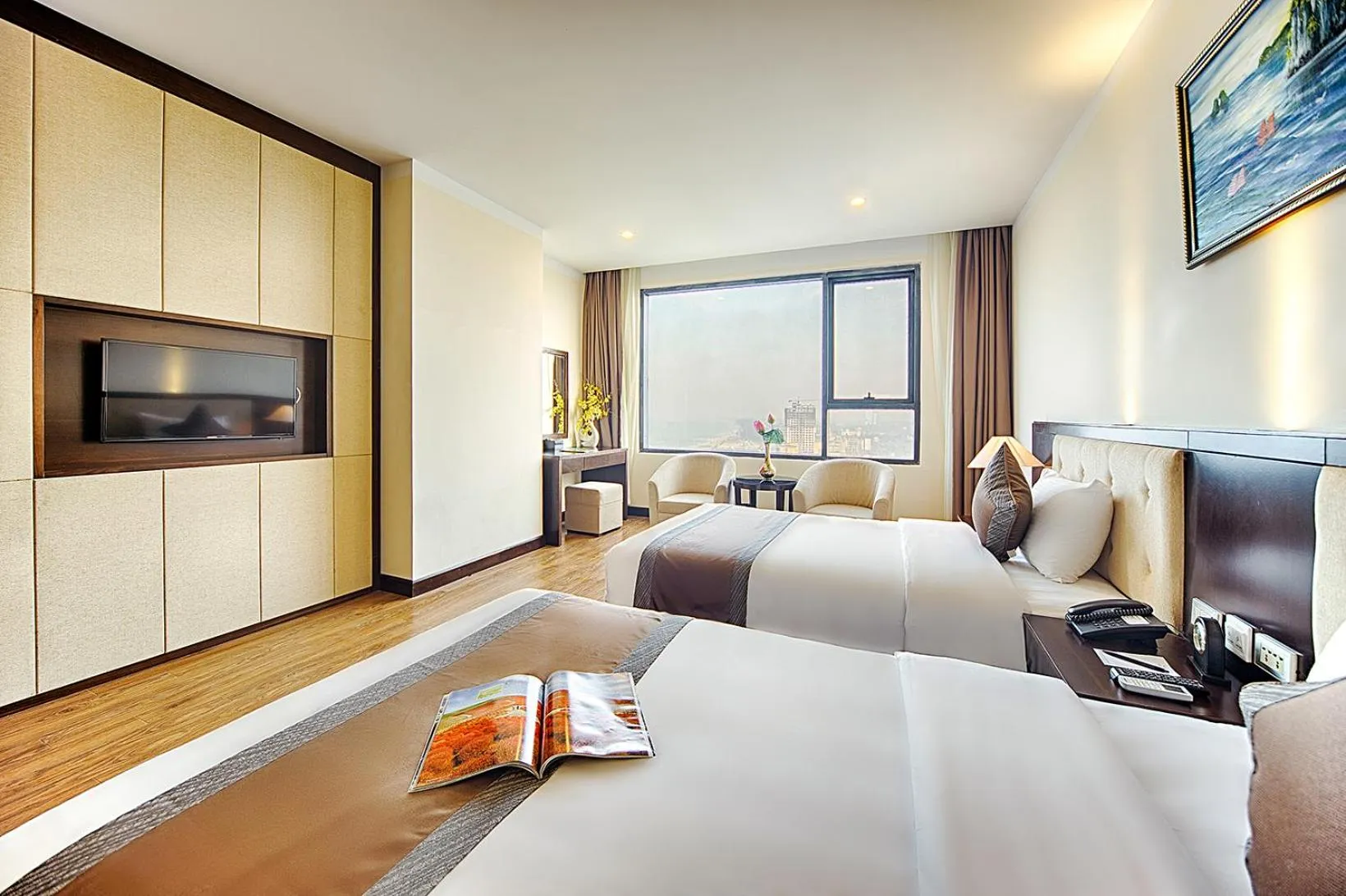 Bathroom, Bed in Muong Thanh Grand Cua Lo Hotel