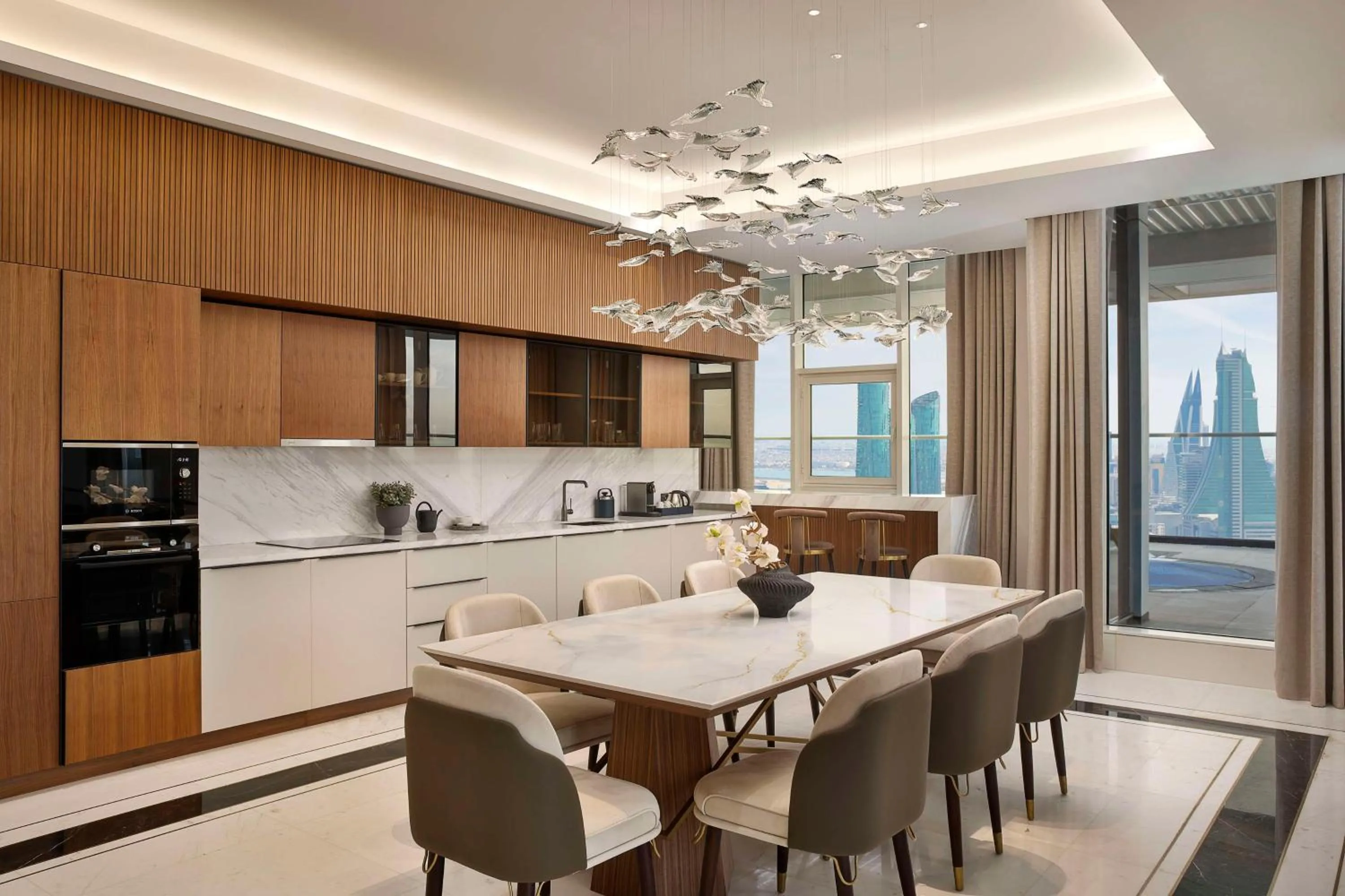 Kitchen or kitchenette in Hilton Bahrain City Centre Hotel & Residences