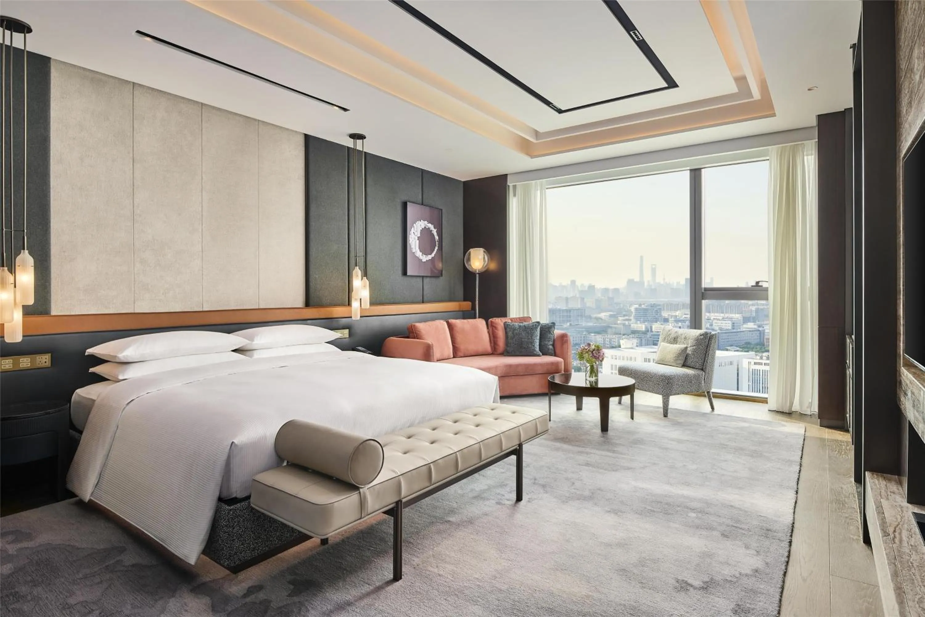 Living room, Bed in Hilton Shanghai Zhangjiang Science City