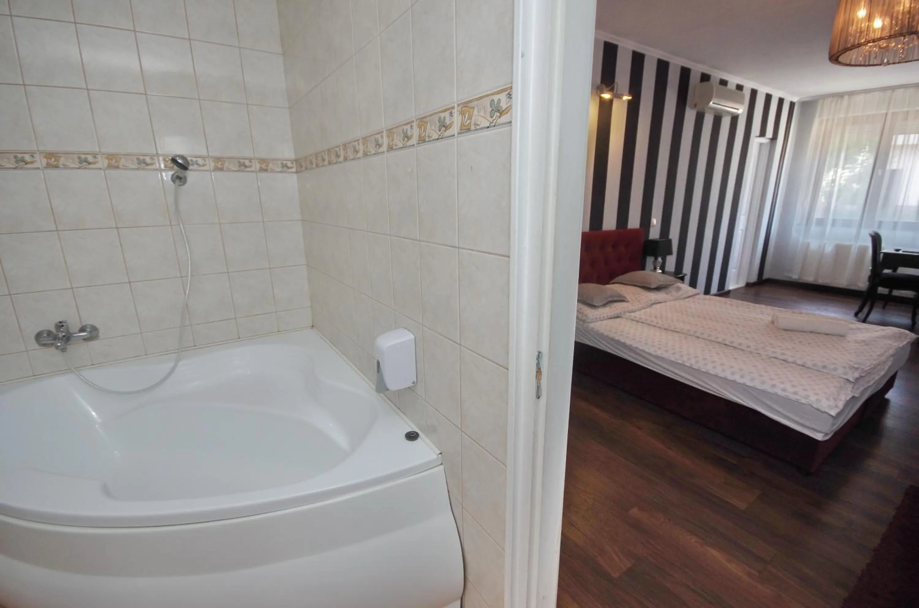 Bathroom, Bed in Guest House Romantika Panzio