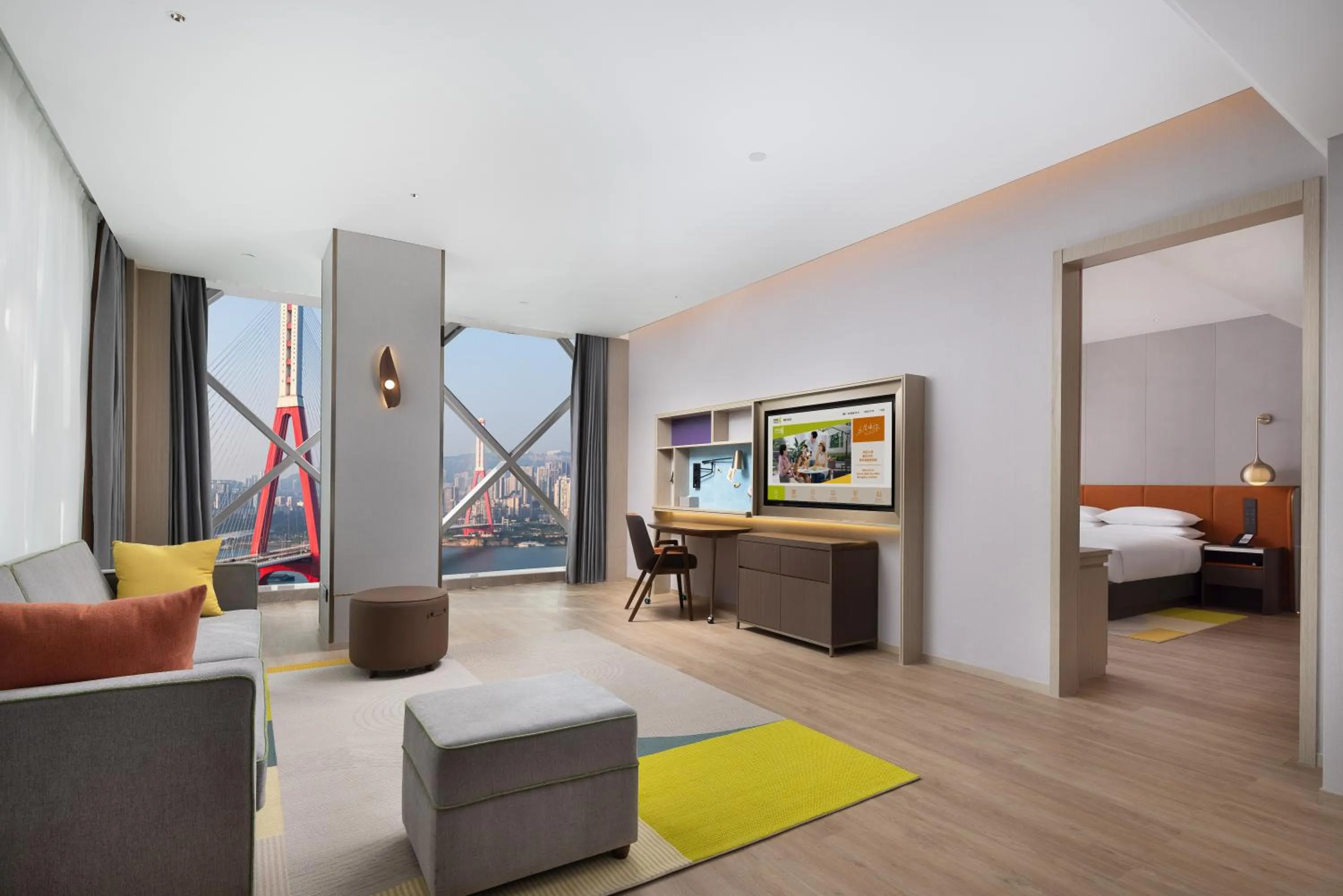 Photo of the whole room, Bed in Home2 Suite by Hilton Chongqing Wanzhou