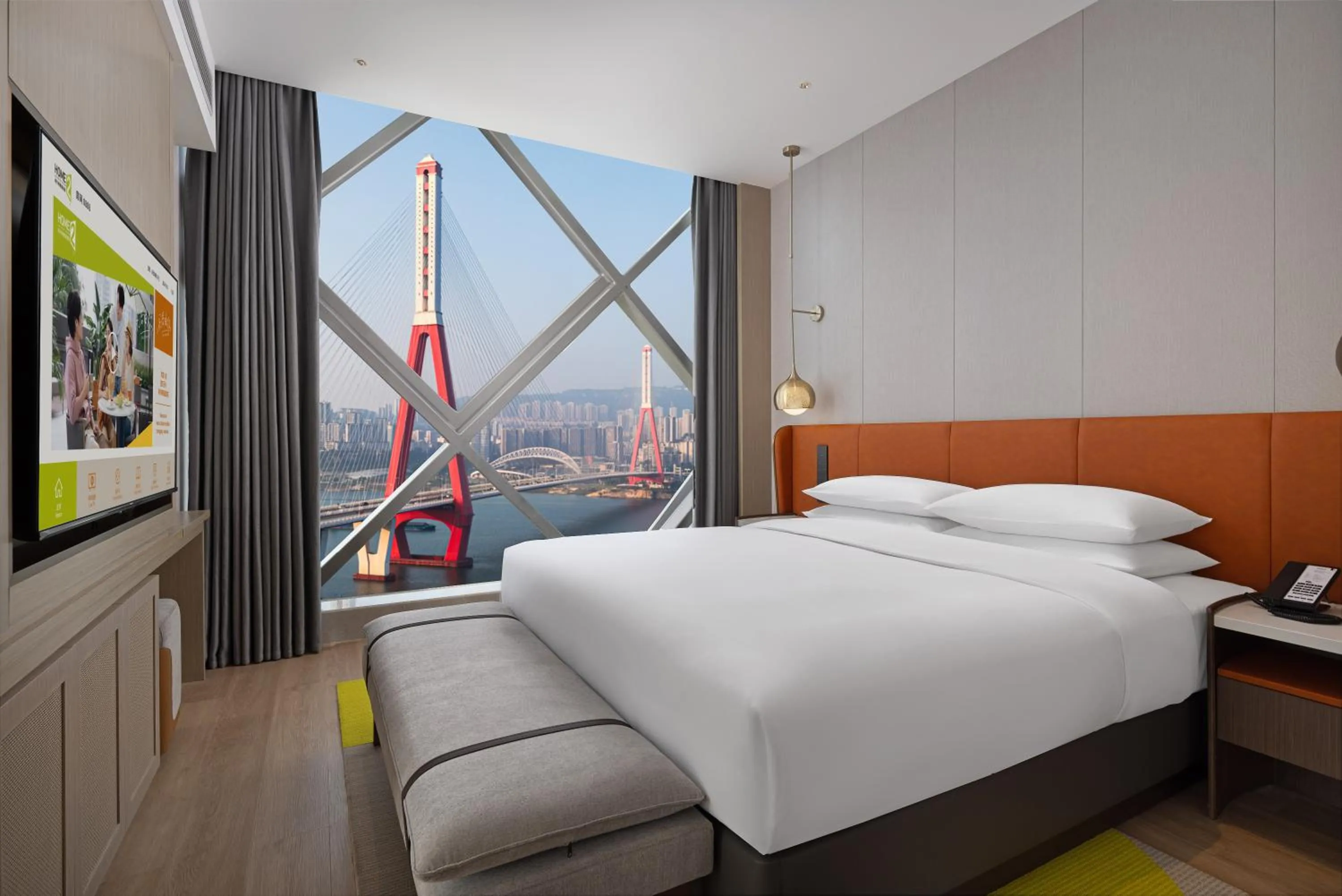 Photo of the whole room, Bed in Home2 Suite by Hilton Chongqing Wanzhou