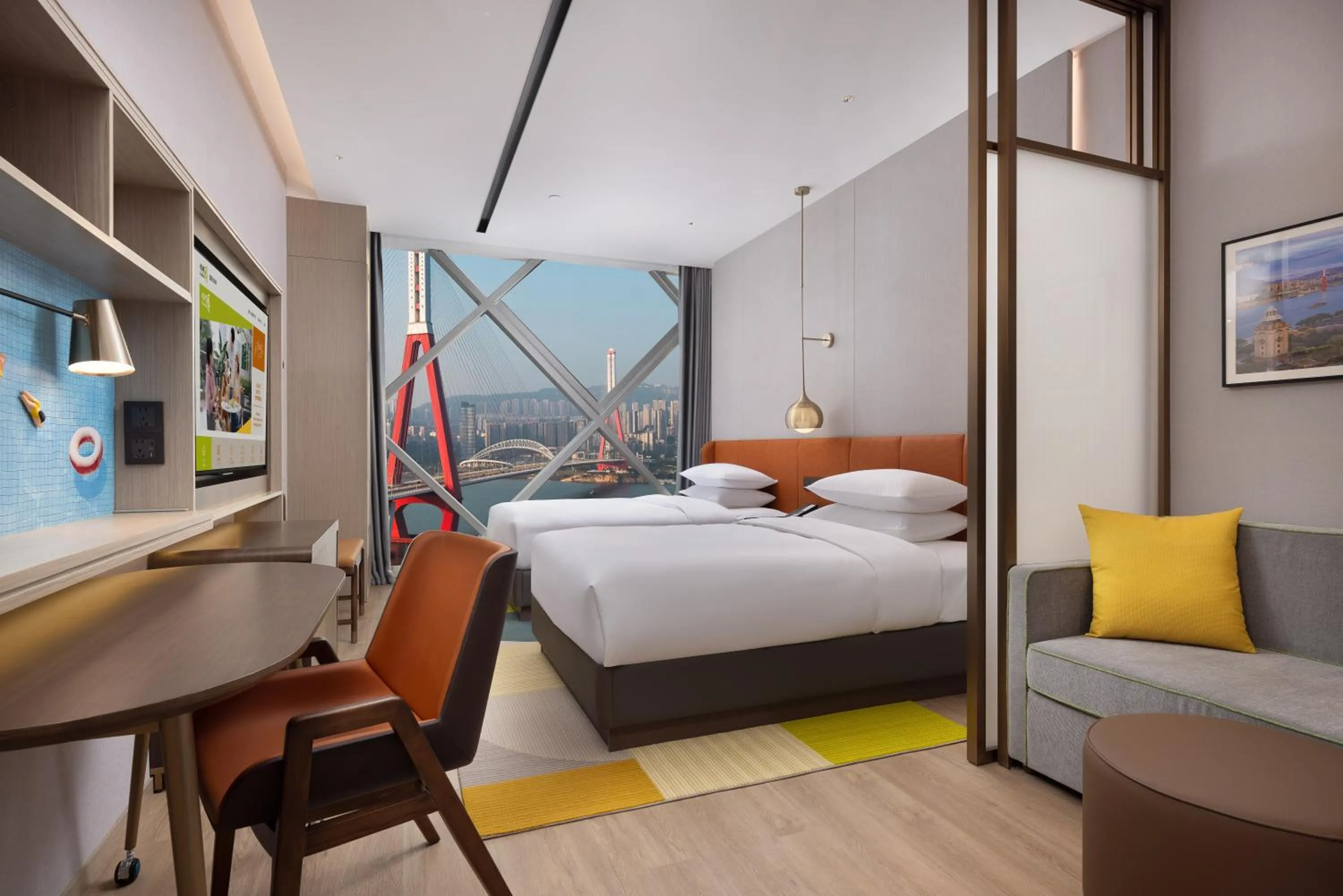 Photo of the whole room, Bed in Home2 Suite by Hilton Chongqing Wanzhou