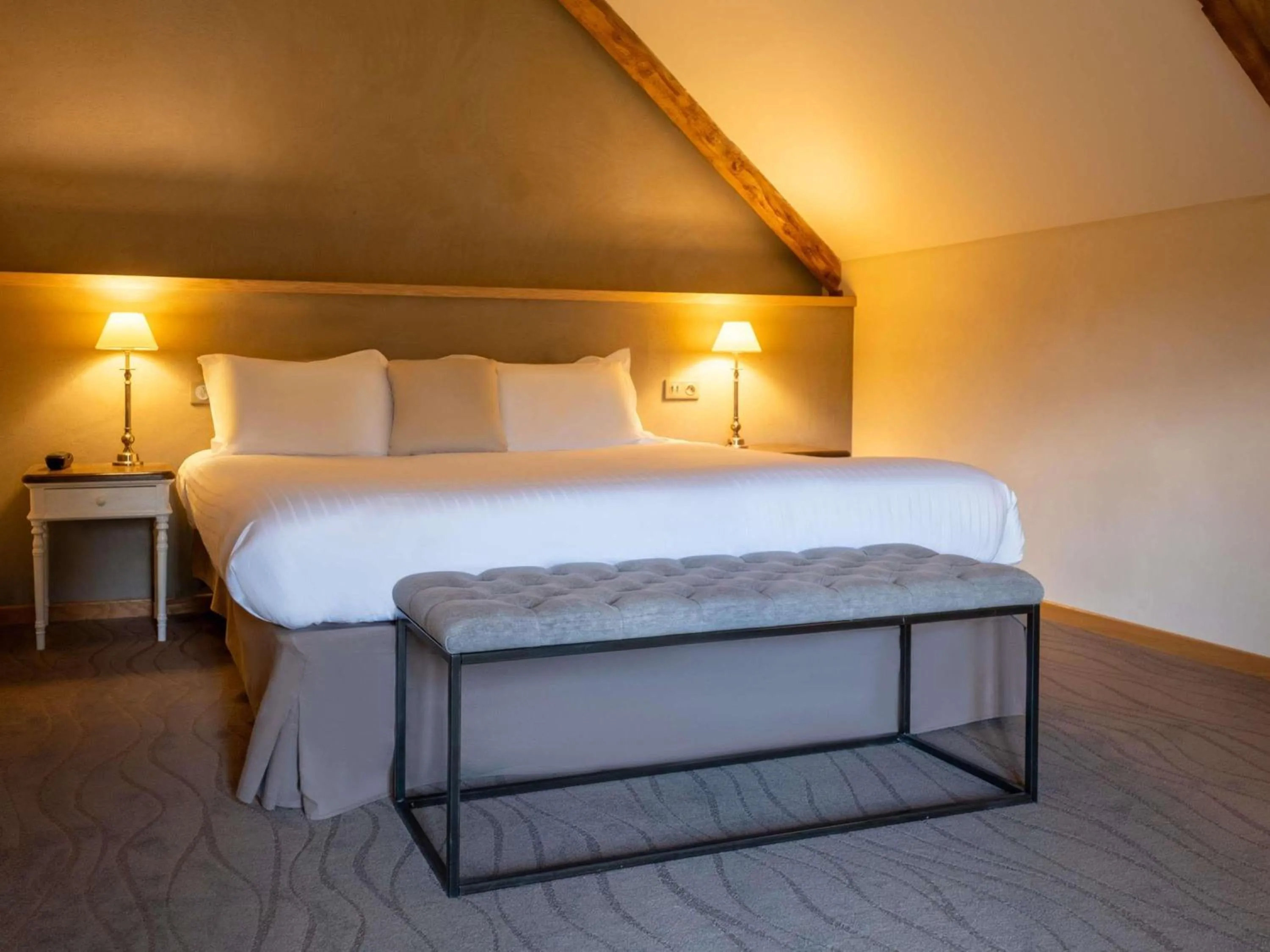 Bedroom, Bed in Hotel de L'Abbaye Le Tronchet - Handwritten Collection