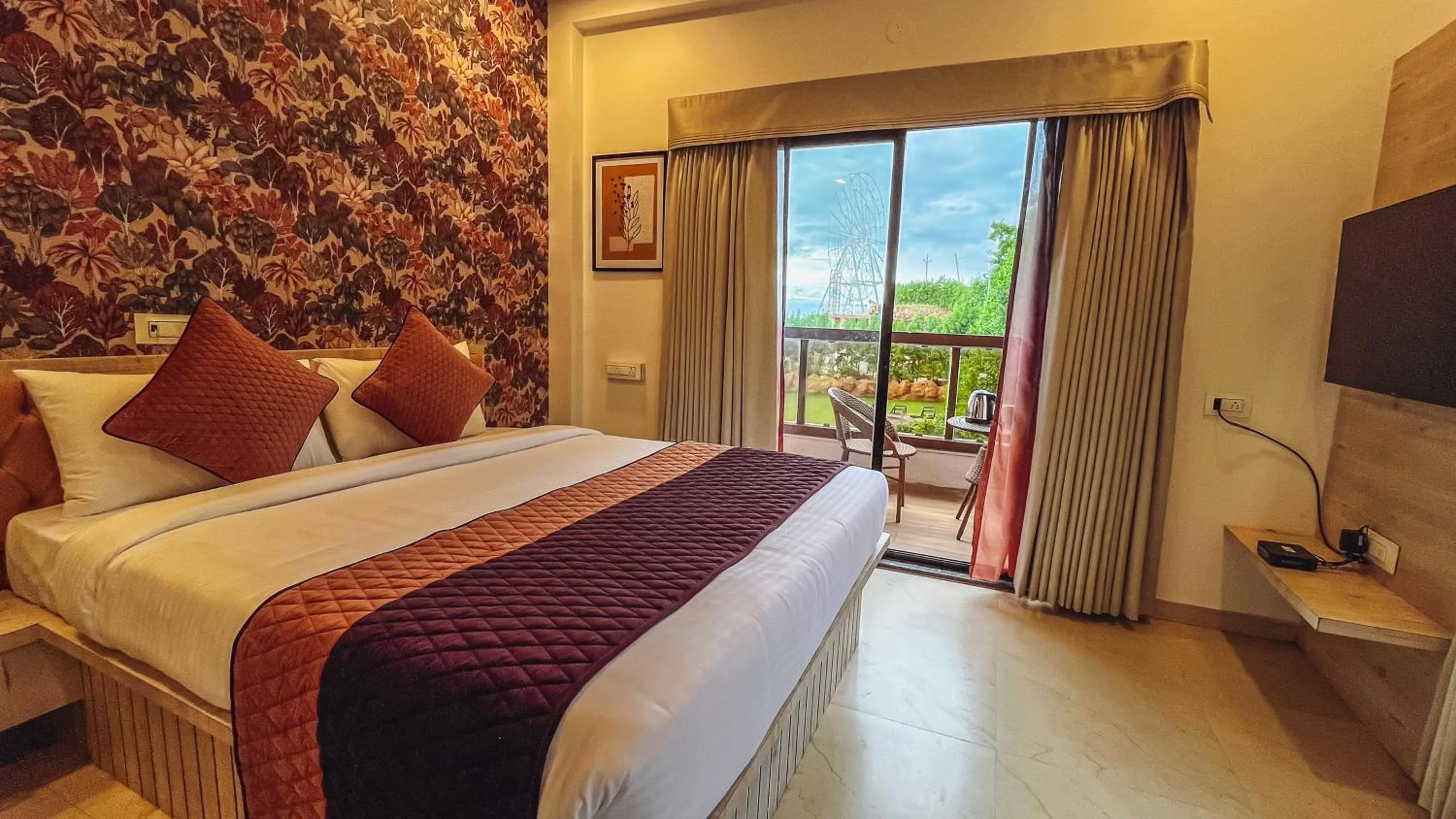 View (from property/room), Bed in Regenta Bharti Amusement & Adventure Resort Pune, Urulikanchan