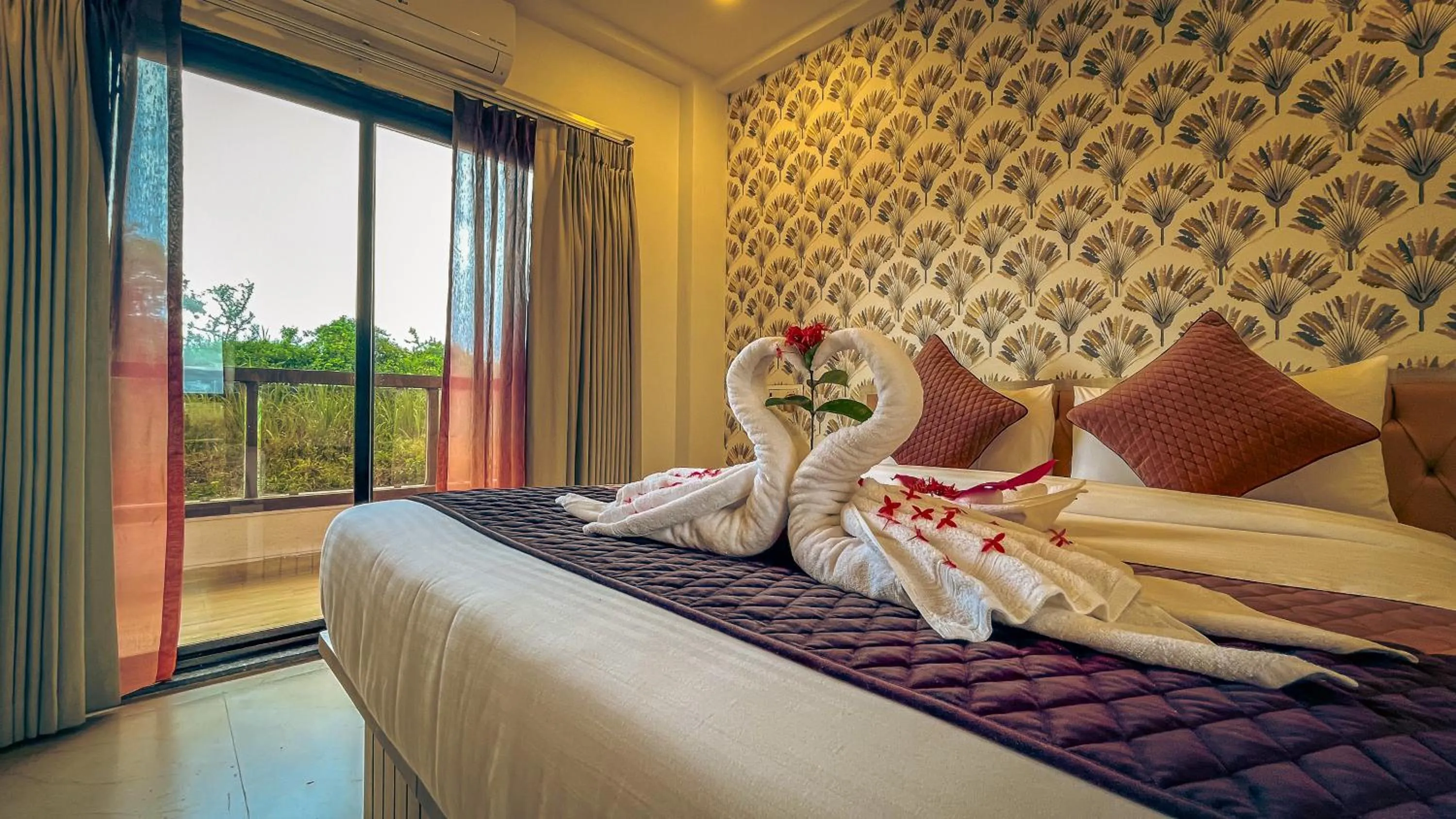 View (from property/room), Bed in Regenta Bharti Amusement & Adventure Resort Pune, Urulikanchan