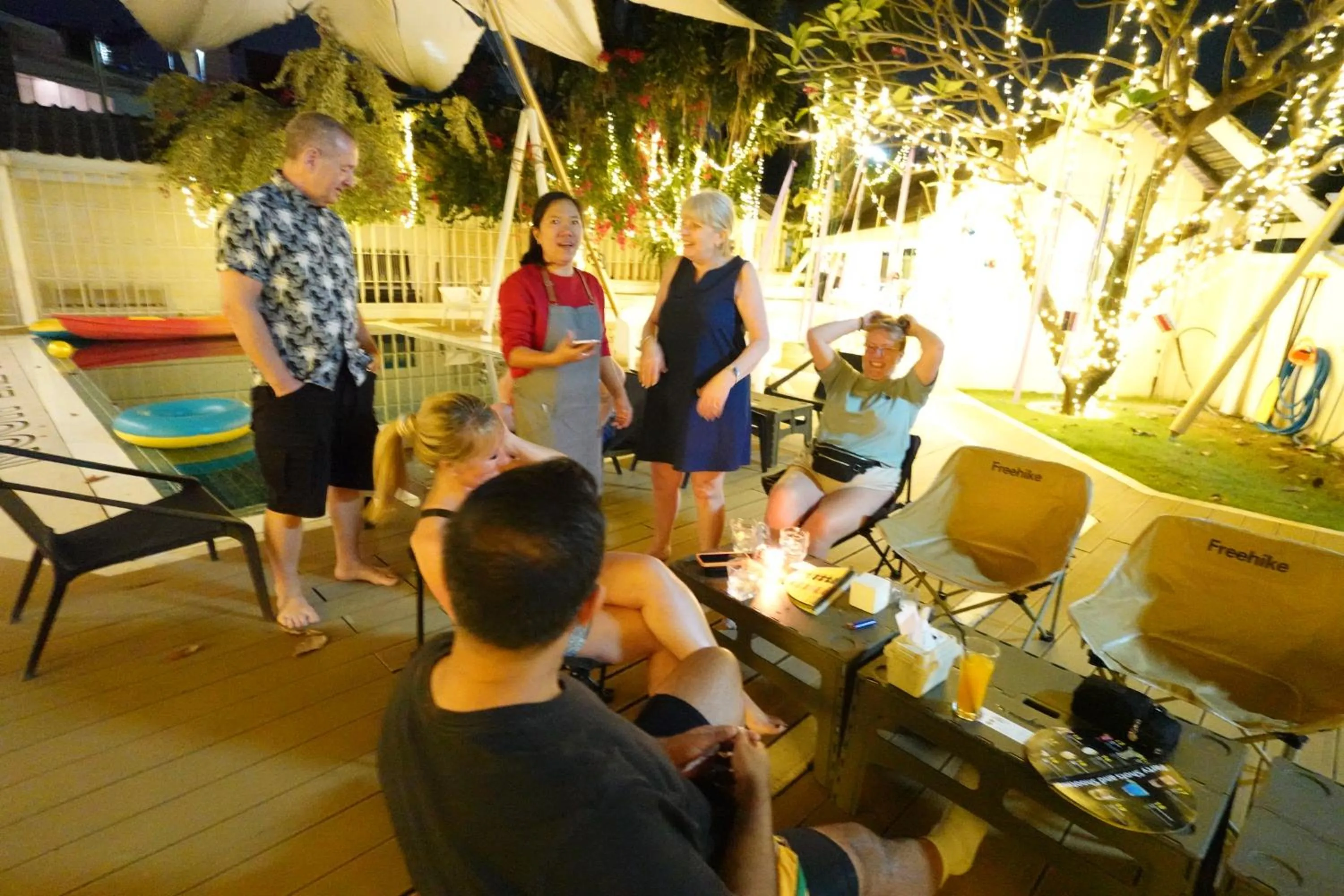 group of guests in To The Moon Guesthouse