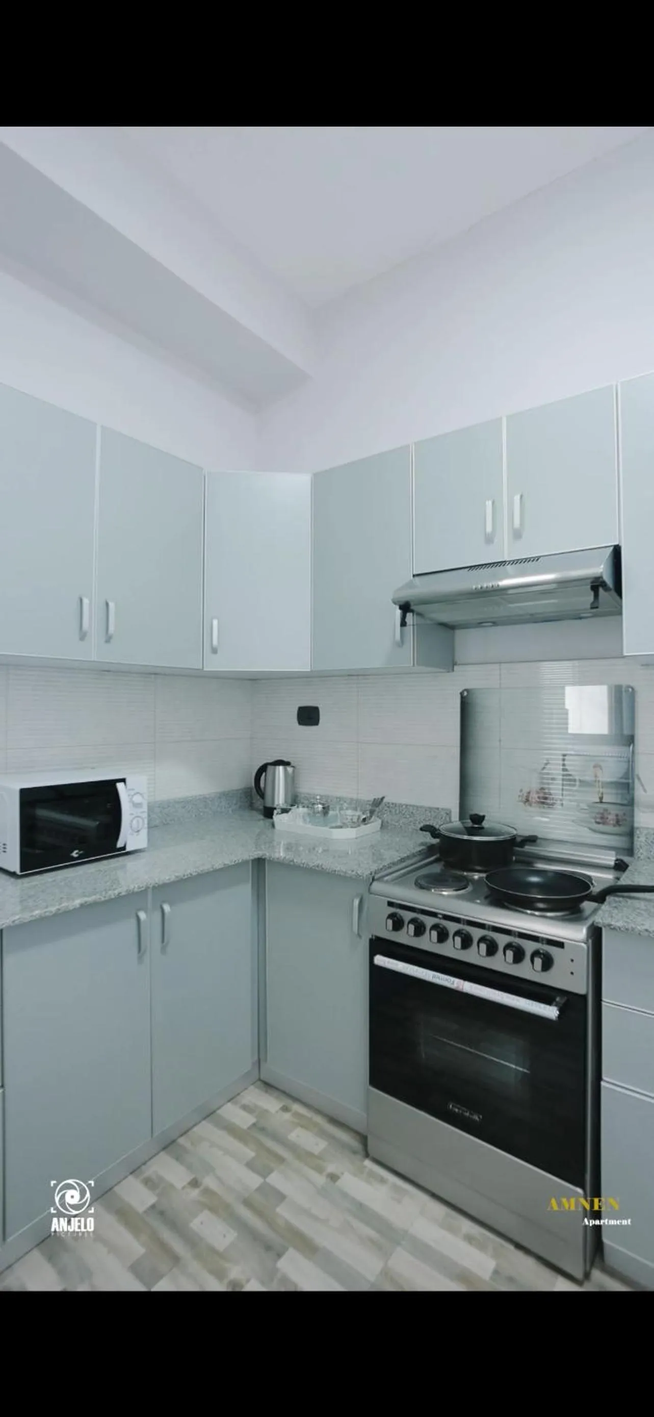 Kitchen or kitchenette in Amnen Apartments