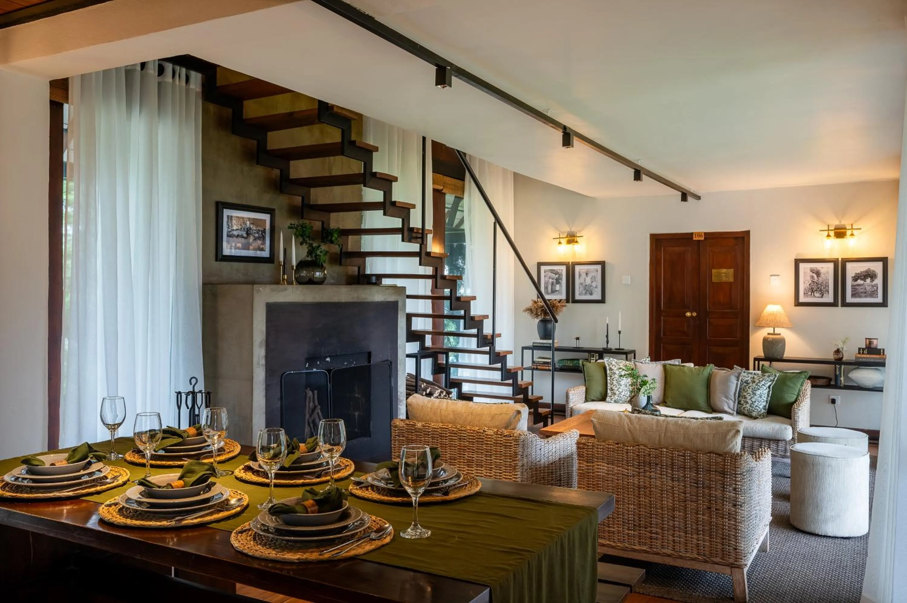 Living room in Tathya Hills - Luxe Garden Retreat In The Hills