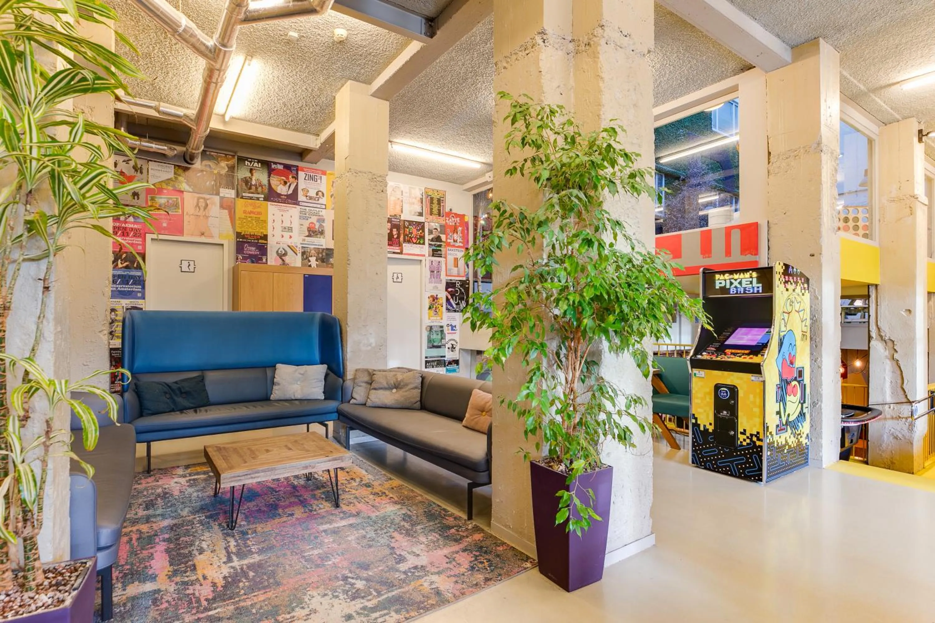 Seating area in ClinkNOORD Hostel