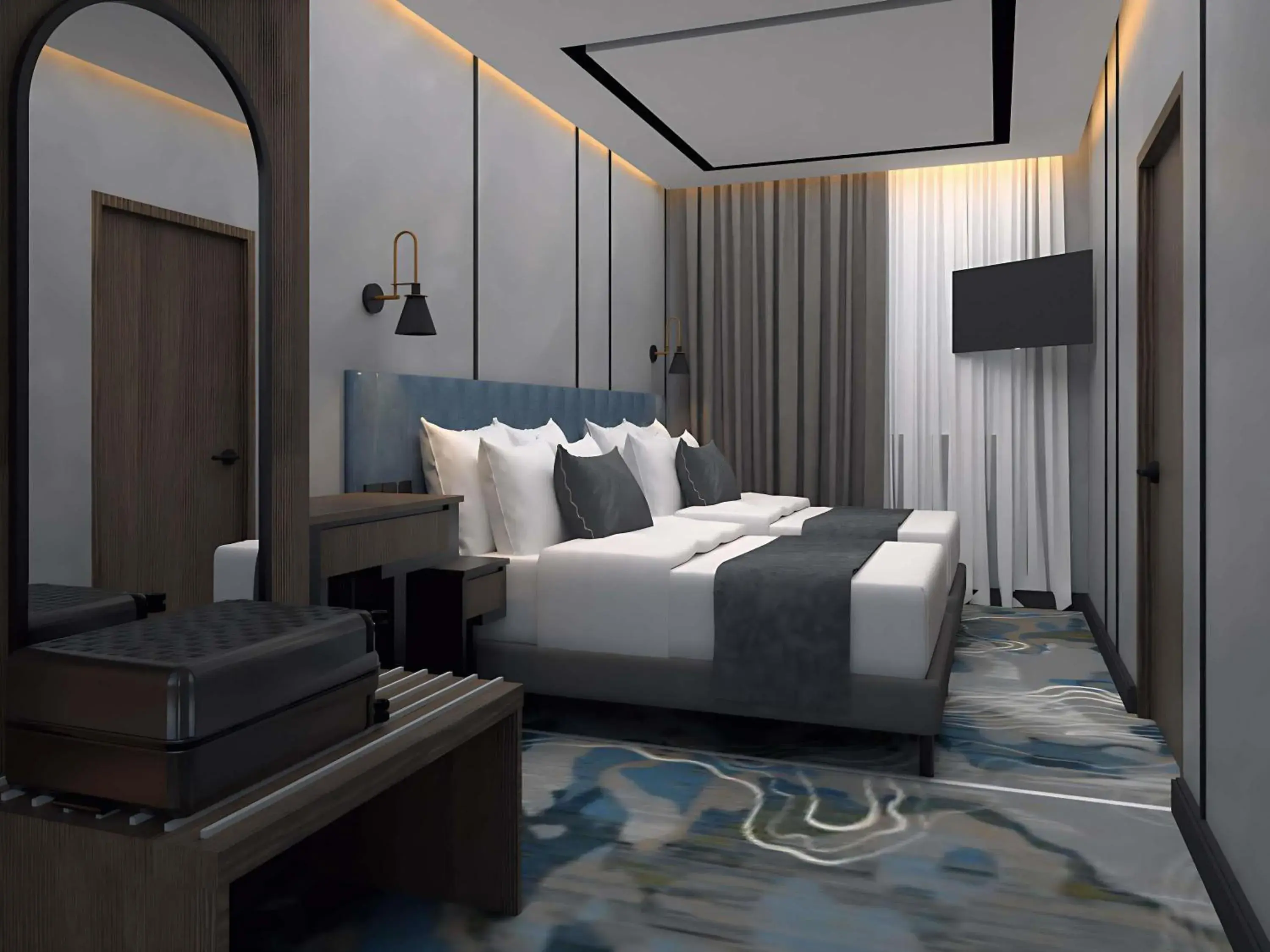 Family Room with One King Bed and Two Single Beds in Mercure Jakarta Grogol Family Room with One King Bed and Two Single Beds in Mercure Jakarta Grogol