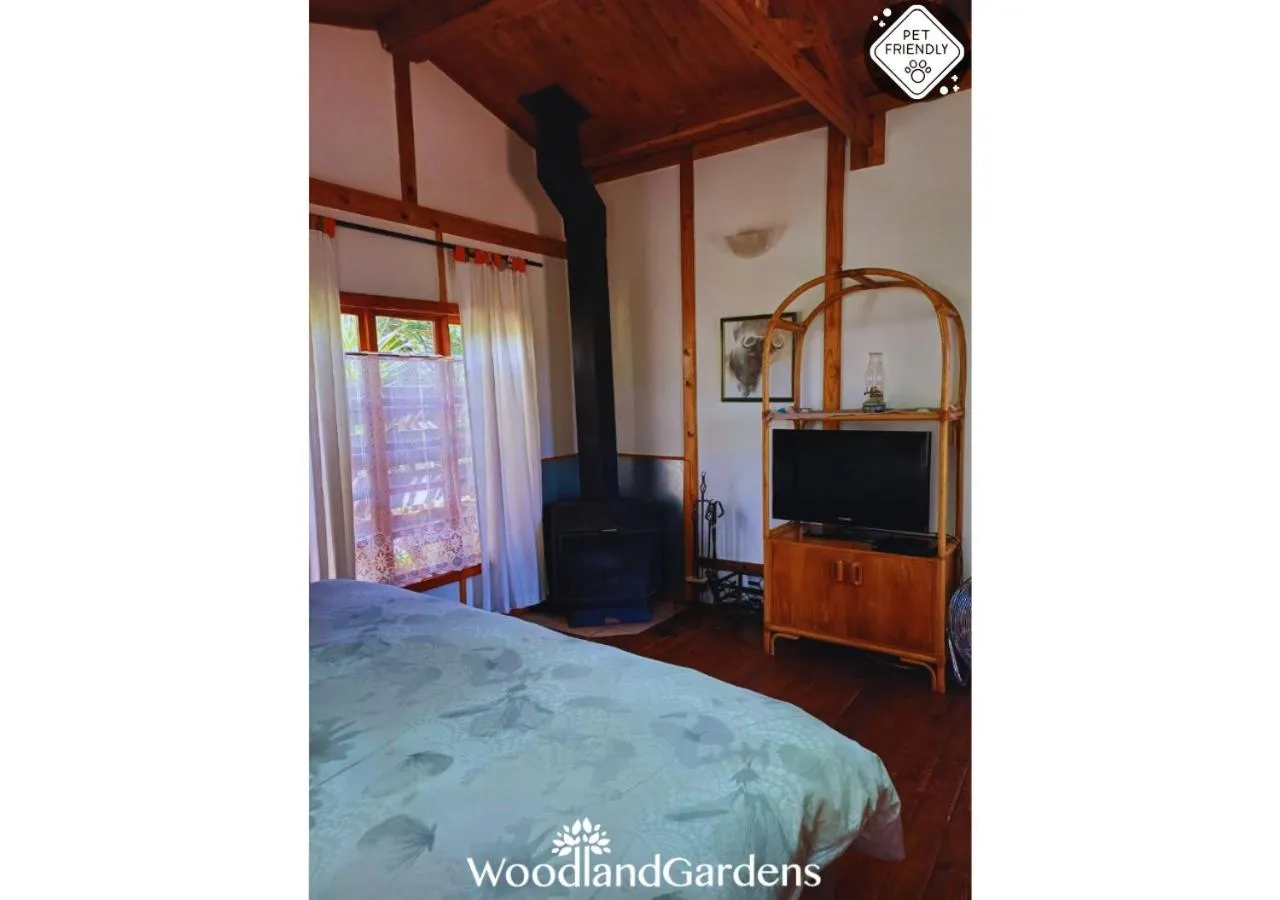 TV and multimedia, Bed in Woodland Gardens Self catering Pet Friendly Lodge