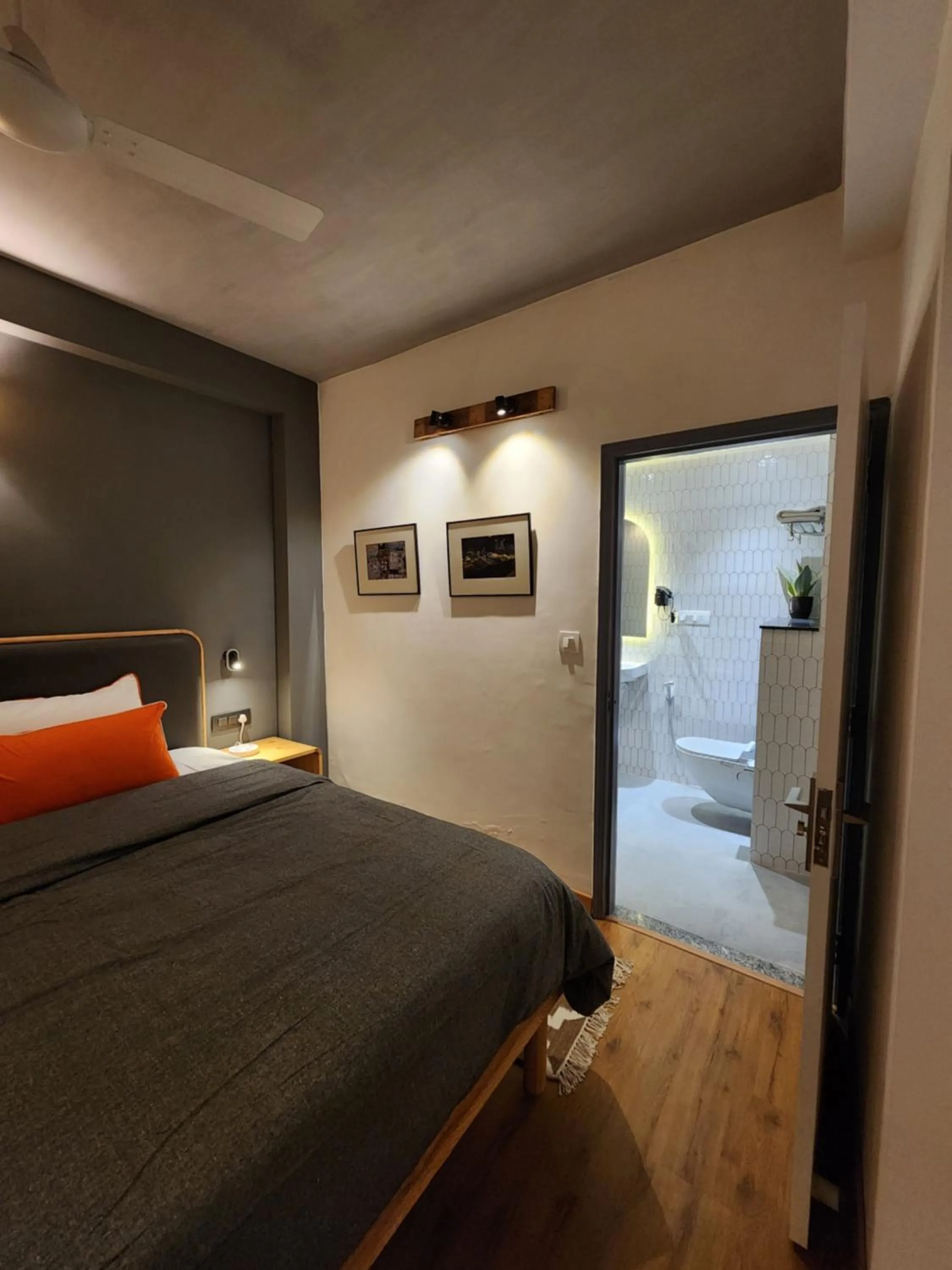 Bathroom, Bed in JHouse near Bhikaji