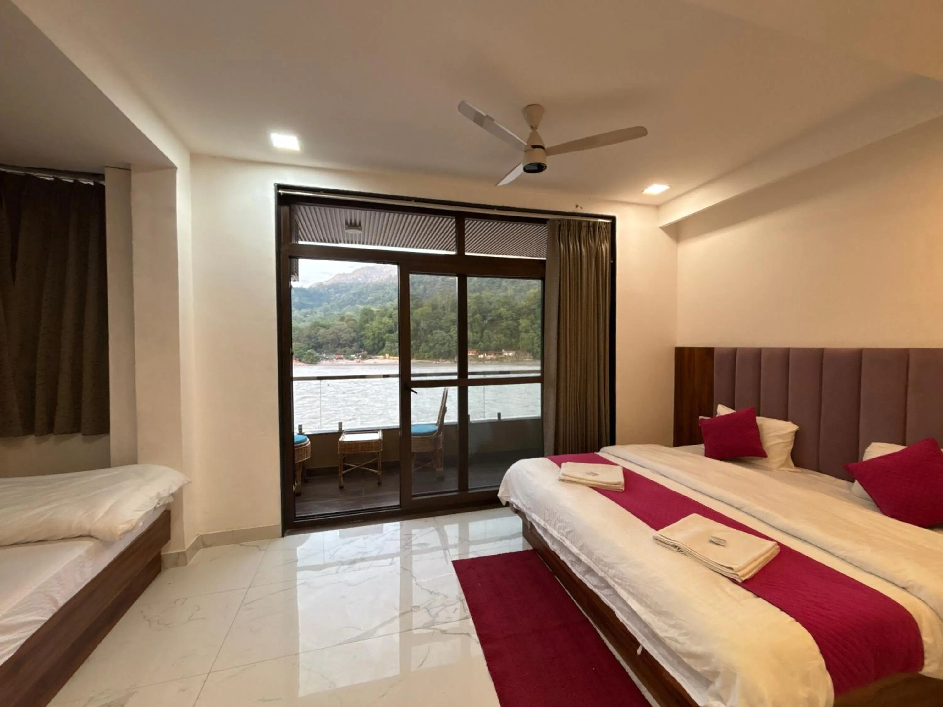 View (from property/room), Bed in Maayaa inn by Ganges