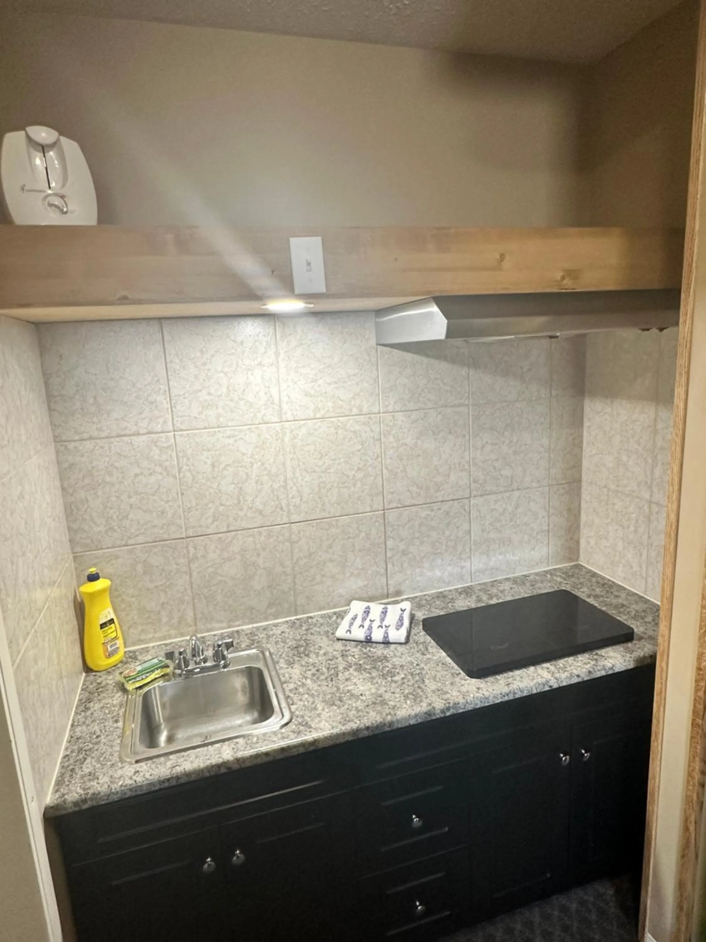 Kitchen or kitchenette in Voyageur Motel