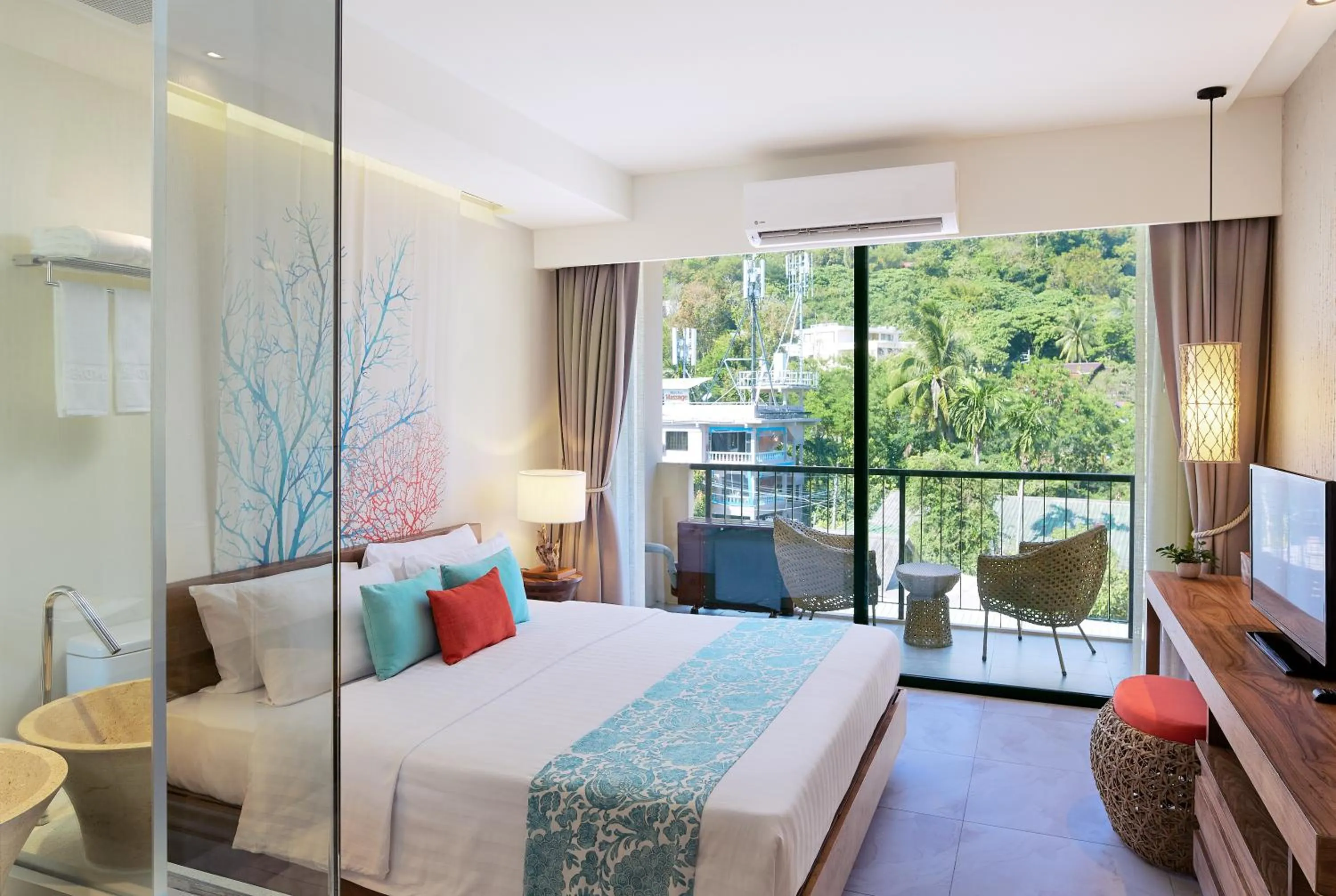 View (from property/room), Bed in Bandara Beach Resort, Phuket