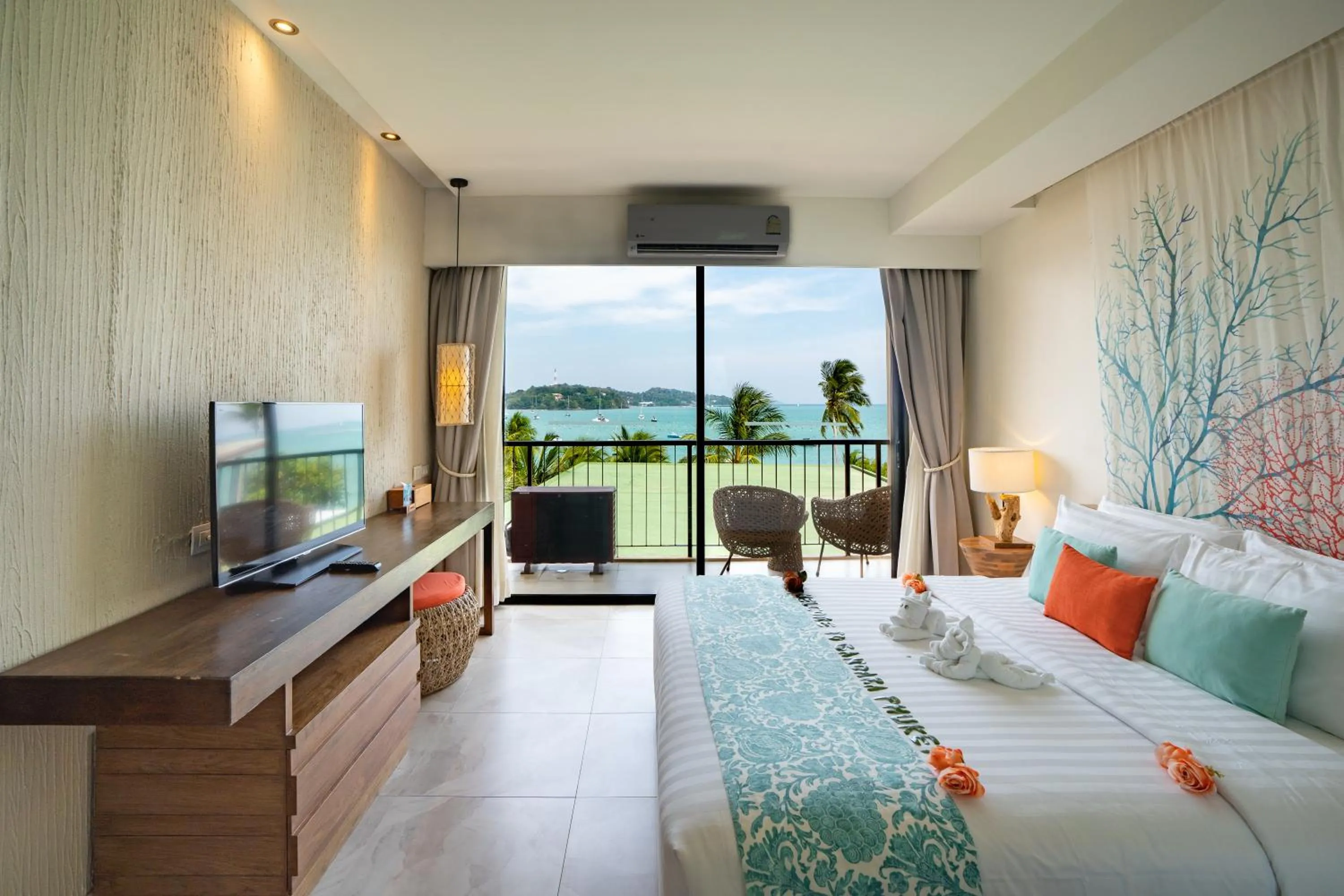 View (from property/room), Bed in Bandara Beach Resort, Phuket
