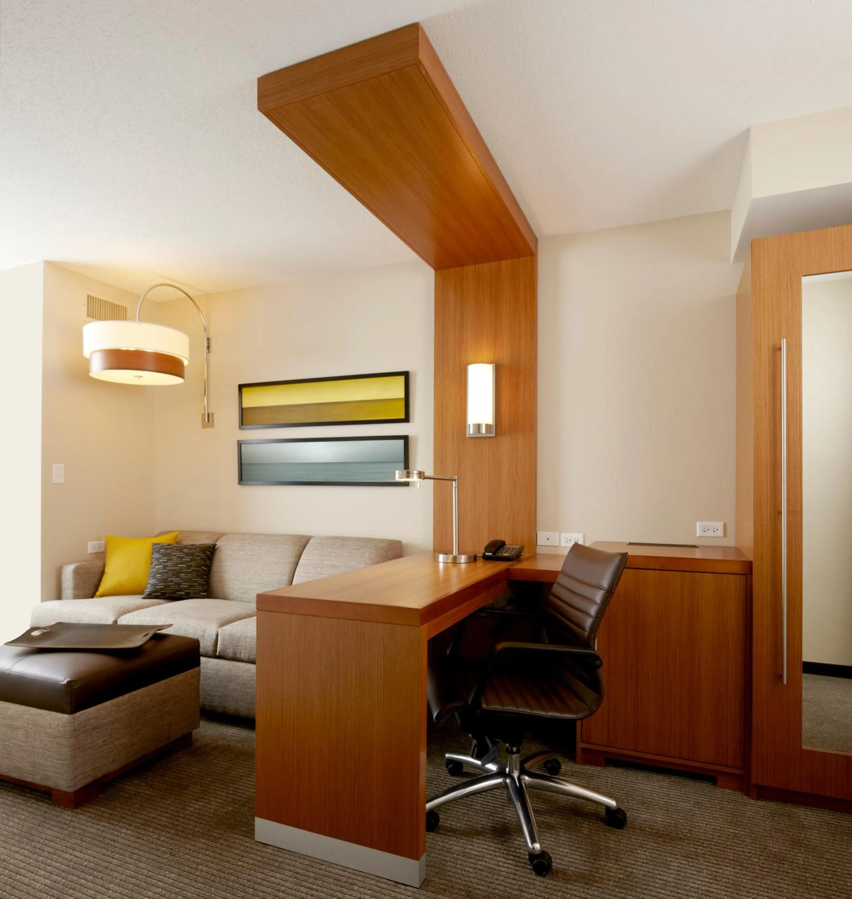 Seating area, Bed in Hyatt Place at The Hollywood Casino Pittsburgh South