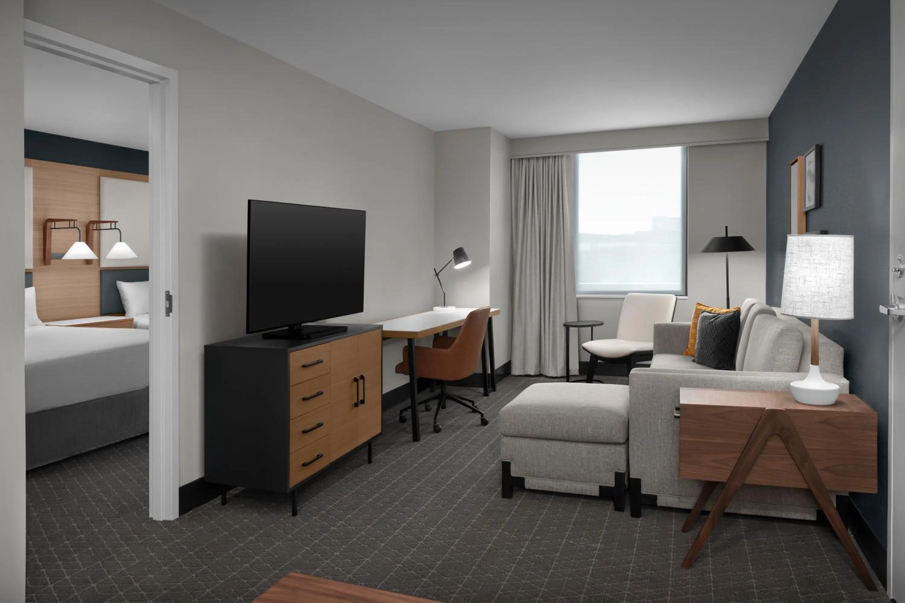 Living room, Bed in Residence Inn by Marriott Seattle Northgate Station