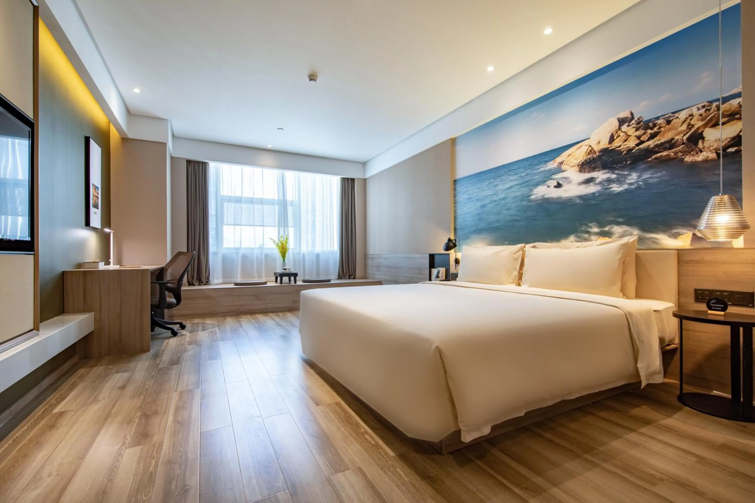 Bed in Atour Hotel Zhuhai Xiangzhou Aoyuan Plaza