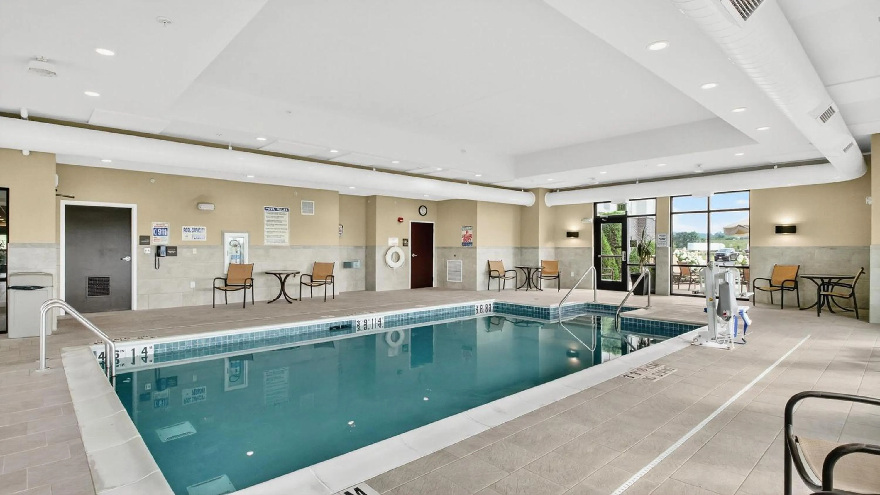 Pool view in Hampton Inn & Suites Chippewa Falls