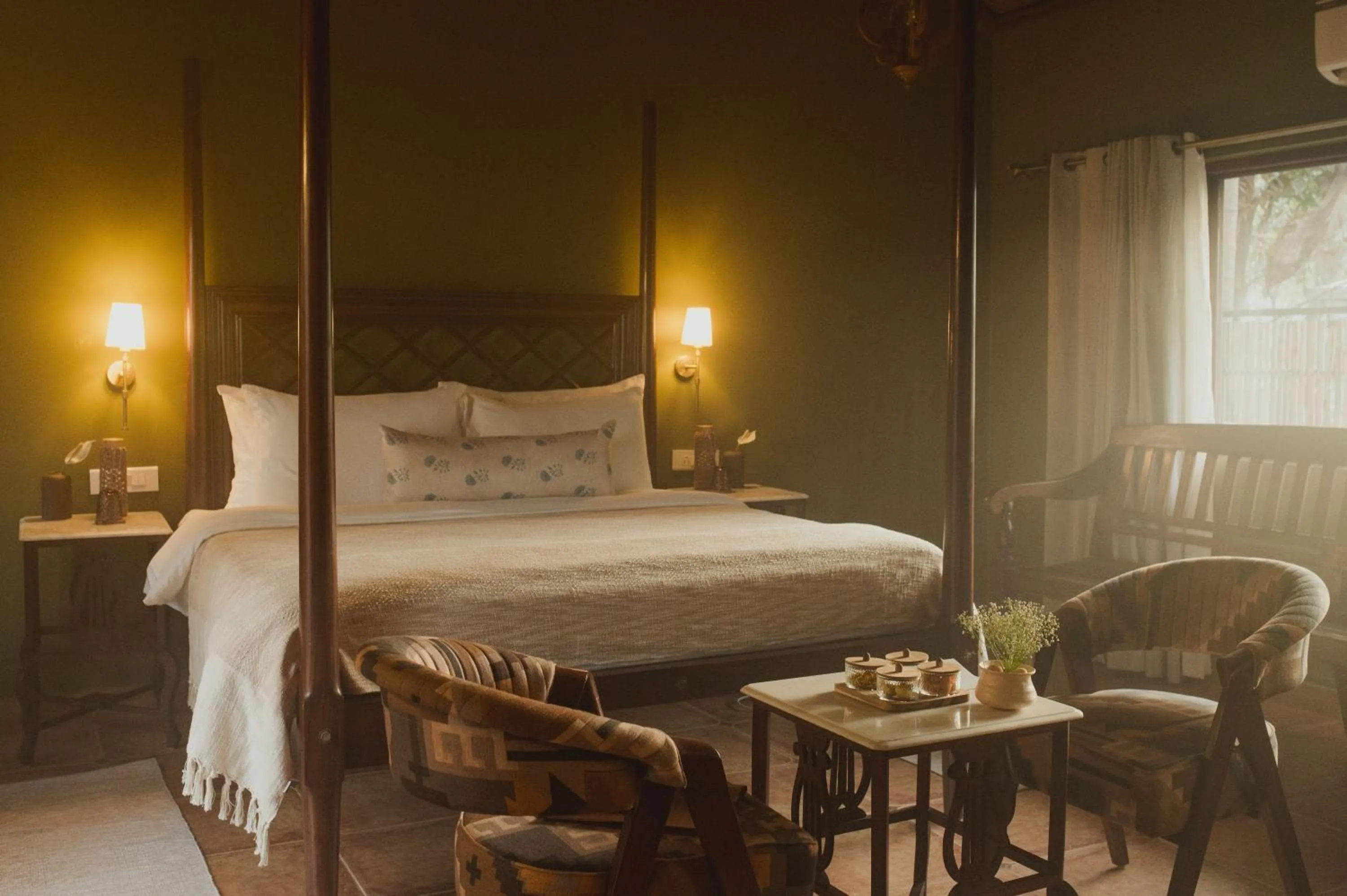 Seating area, Bed in Brij Paraiso Saligao, Goa - An Indo-Portuguese Villa