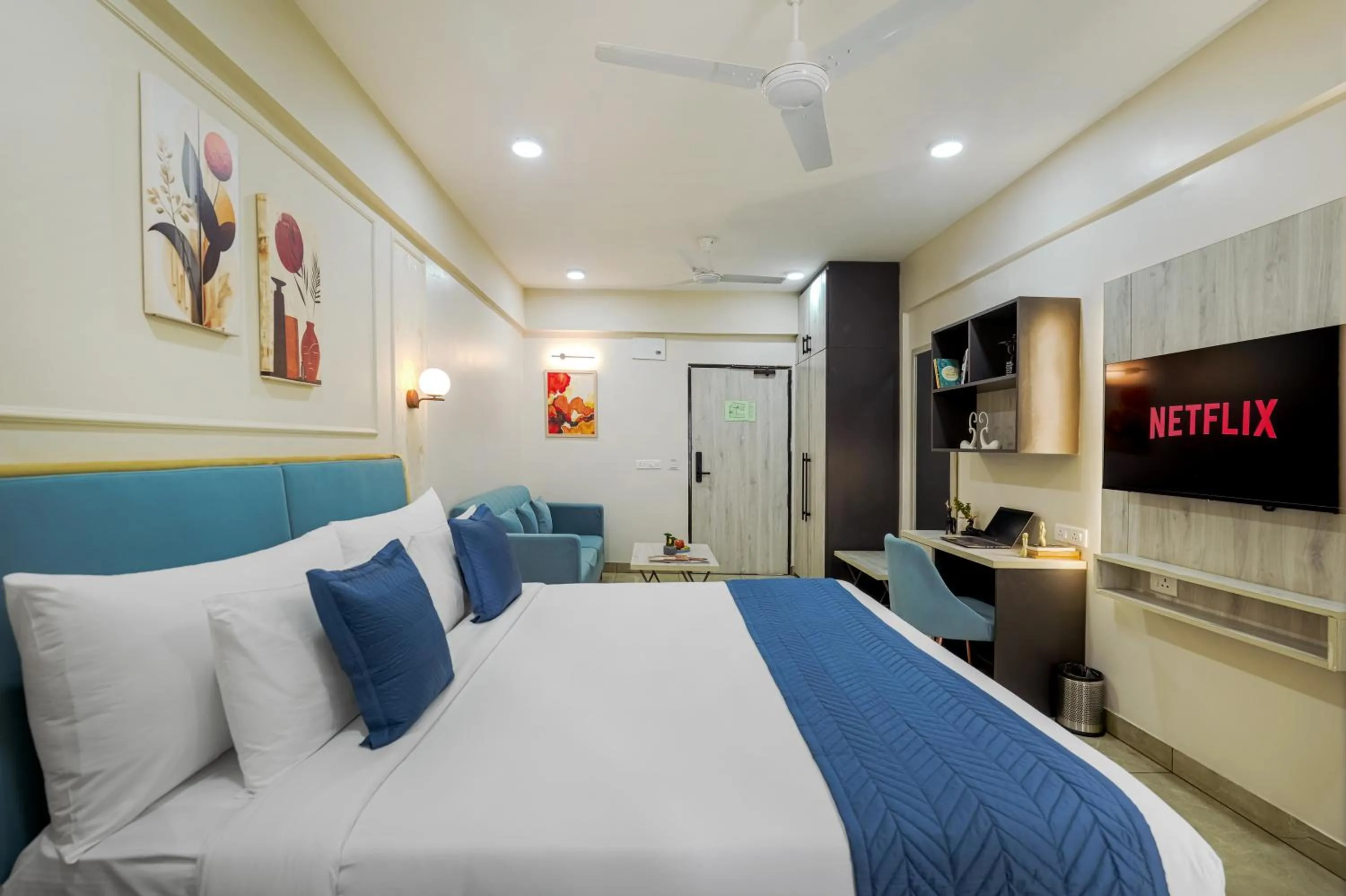 Bedroom, Bed in Urban Suites by BluSalzz, Jaipur - Rajasthan