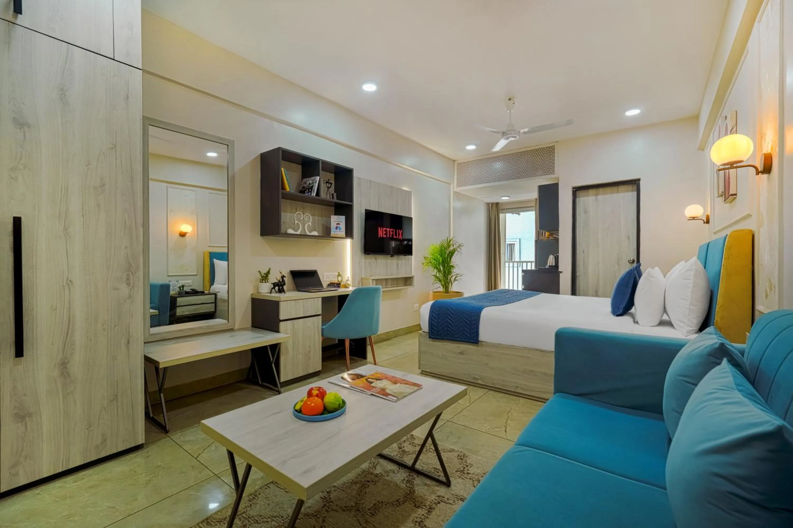 Bedroom, Bed in Urban Suites by BluSalzz, Jaipur - Rajasthan