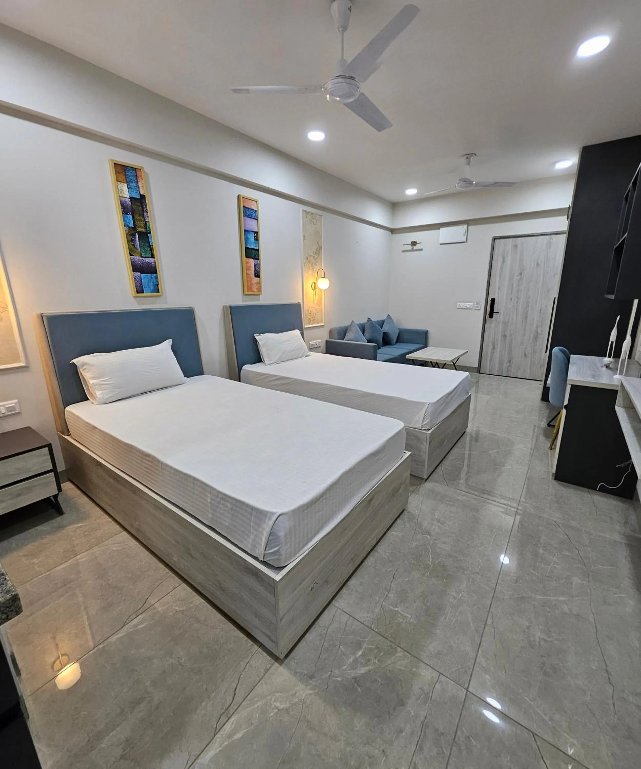 Bedroom, Bed in Urban Suites by BluSalzz, Jaipur - Rajasthan