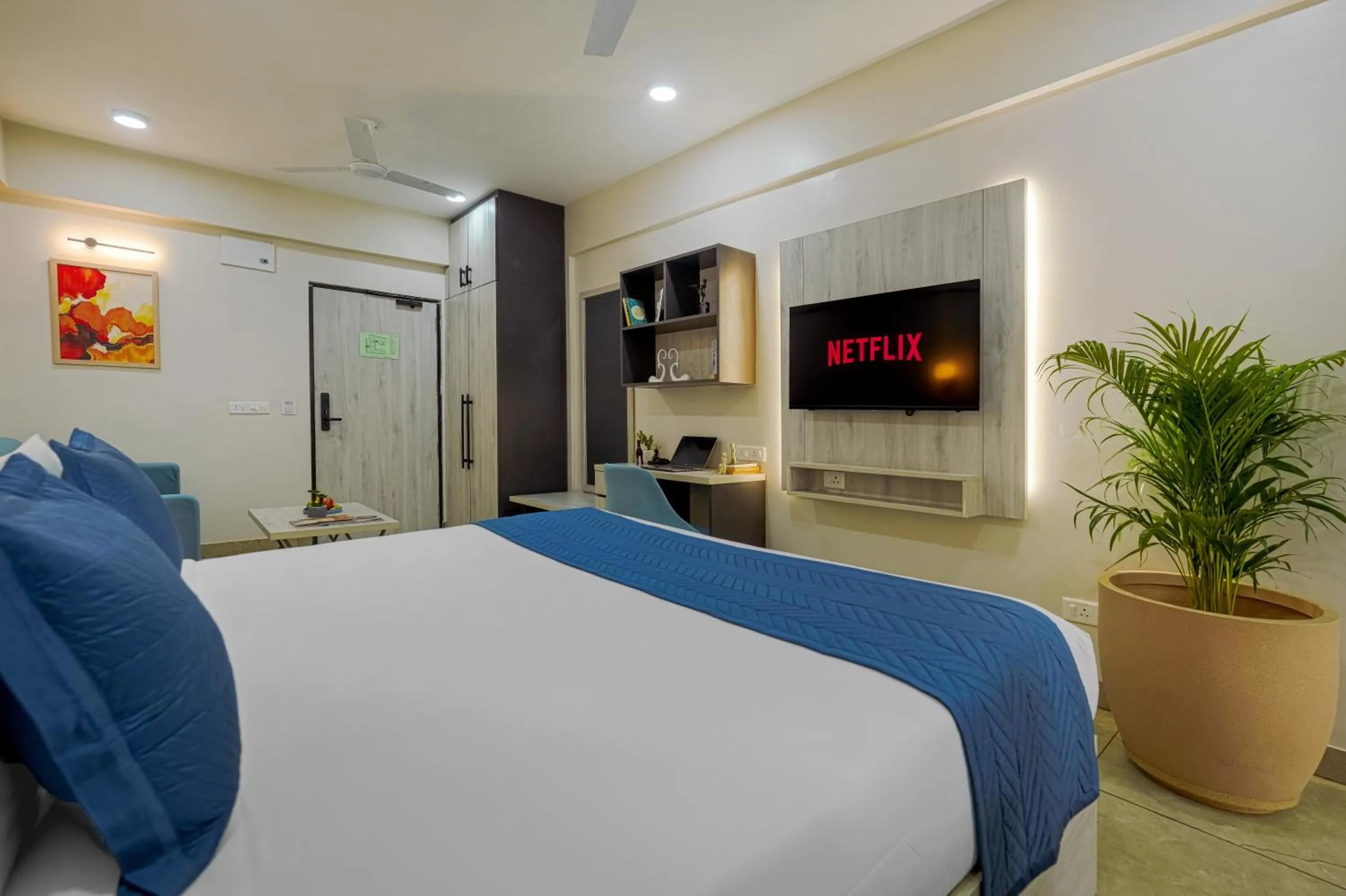 Bedroom, Bed in Urban Suites by BluSalzz, Jaipur - Rajasthan