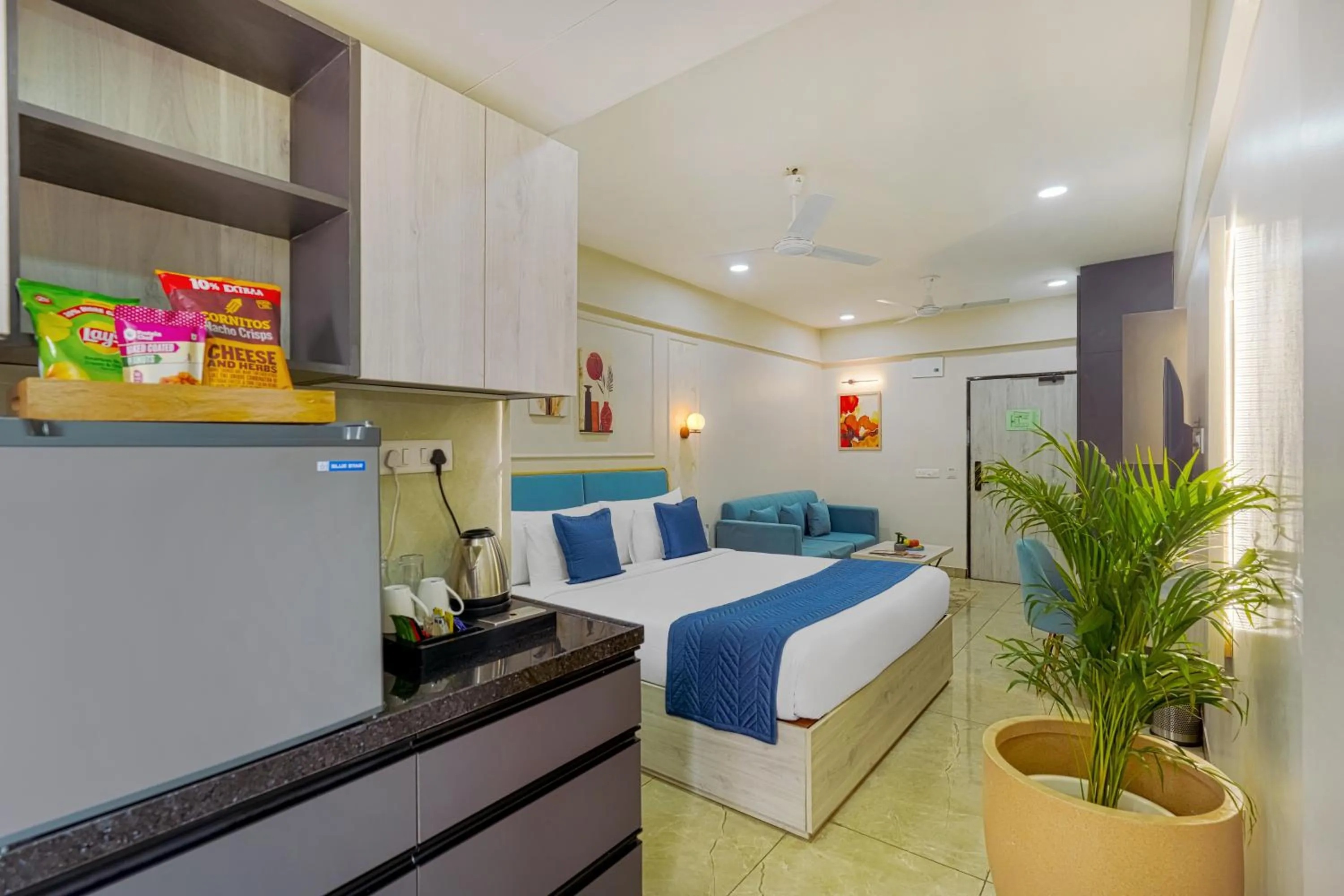 Bedroom, Bed in Urban Suites by BluSalzz, Jaipur - Rajasthan