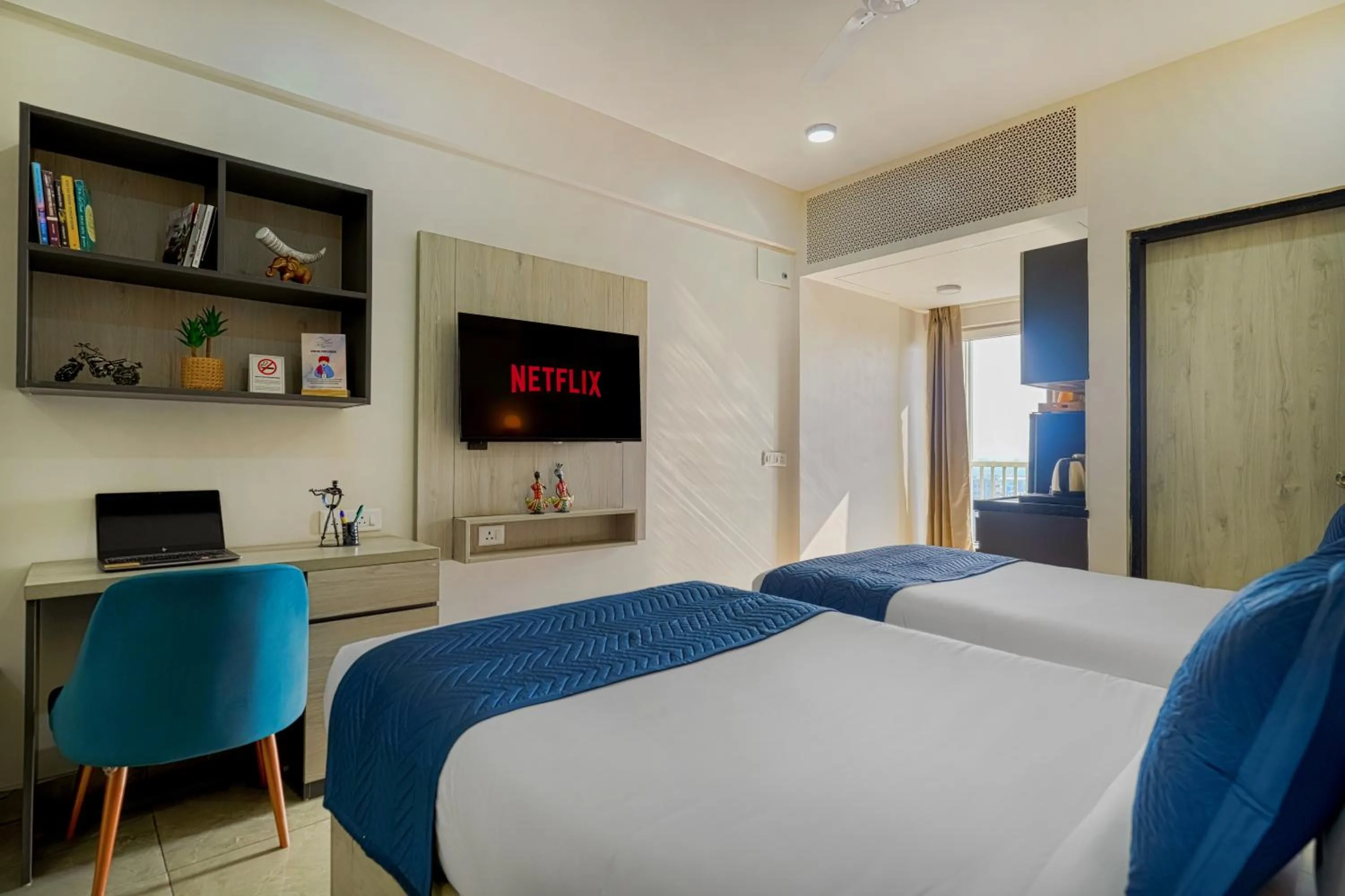 Bedroom, Bed in Urban Suites by BluSalzz, Jaipur - Rajasthan