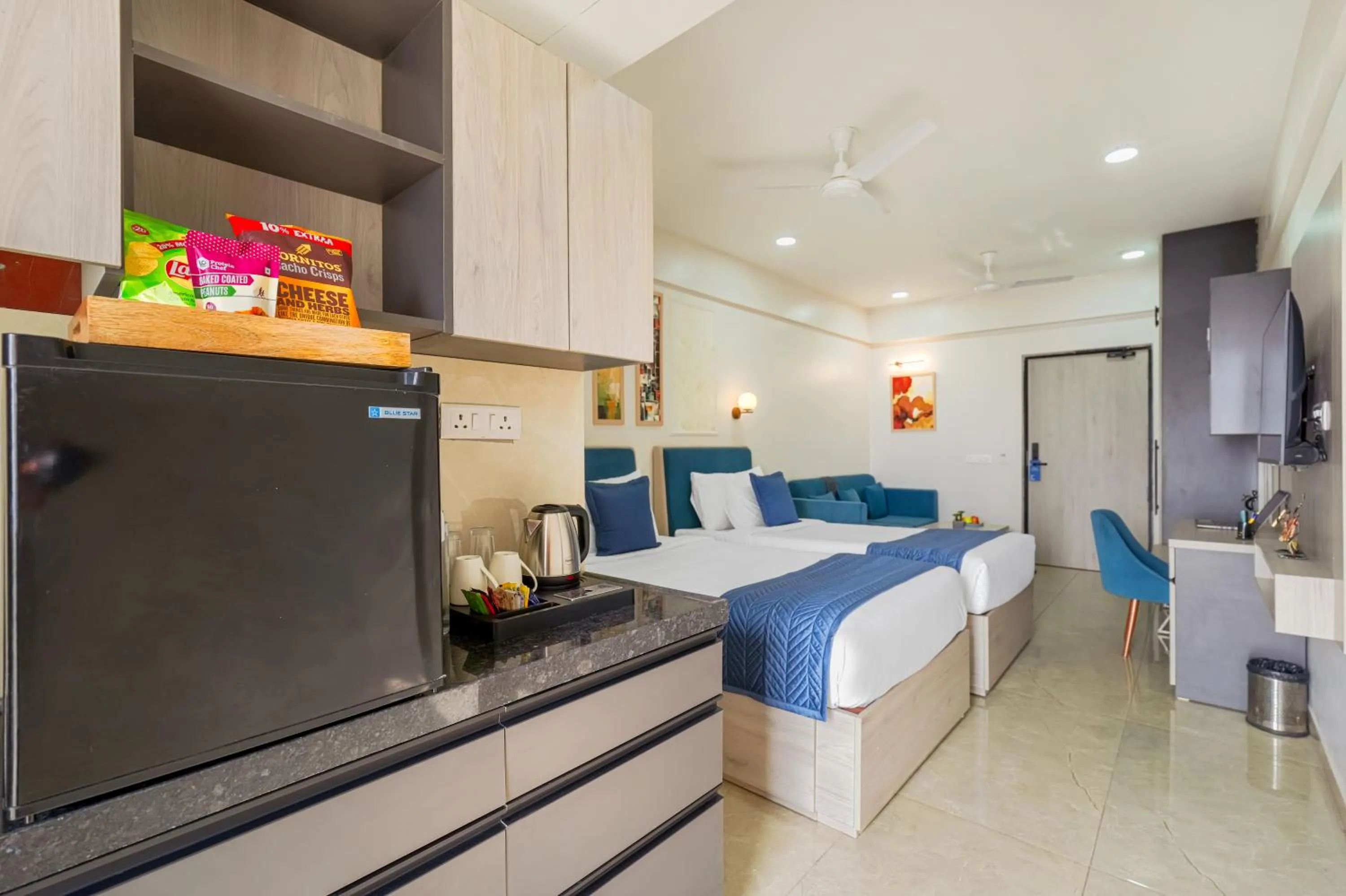 Bedroom, Bed in Urban Suites by BluSalzz, Jaipur - Rajasthan