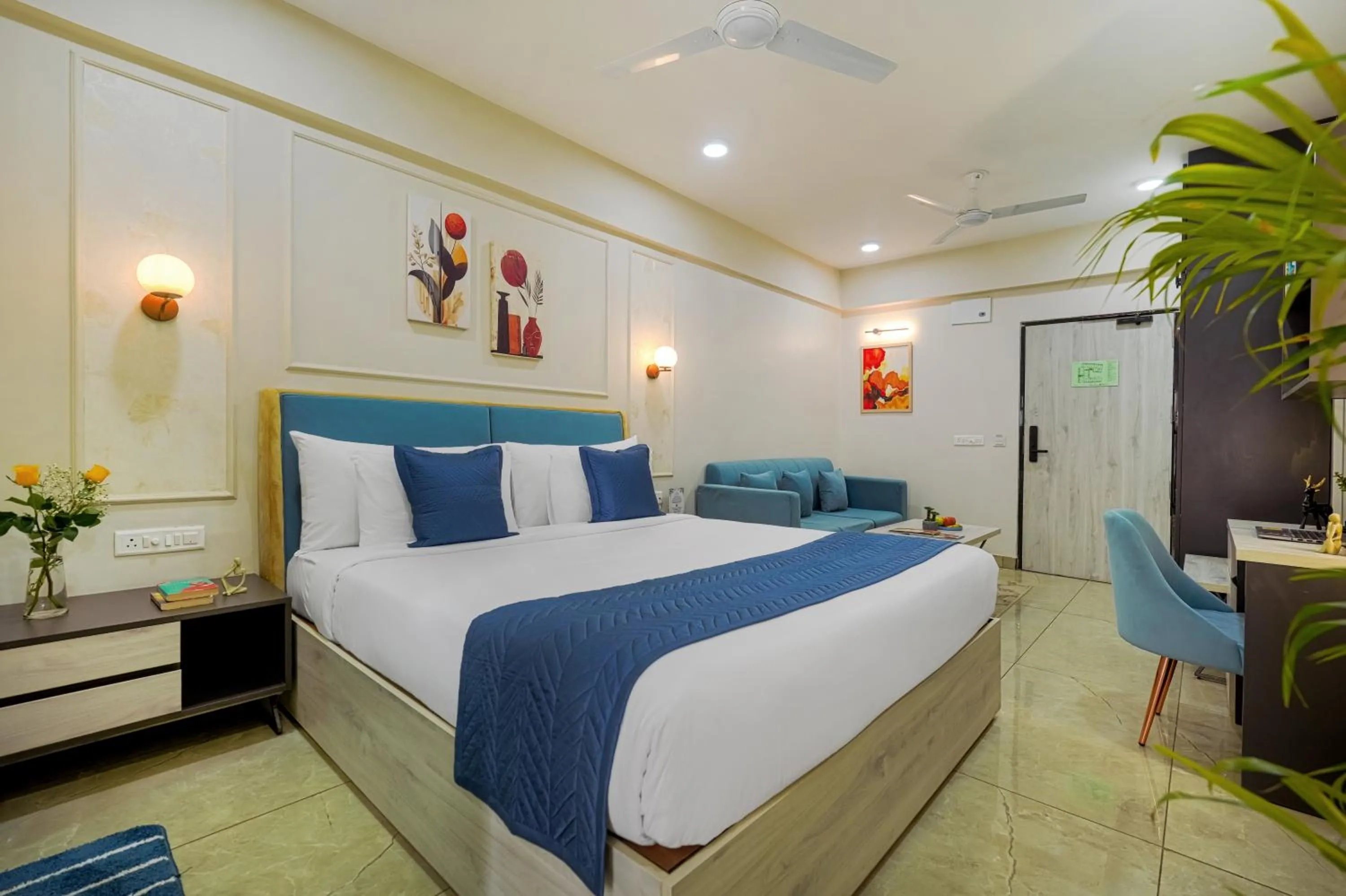 Bedroom, Bed in Urban Suites by BluSalzz, Jaipur - Rajasthan