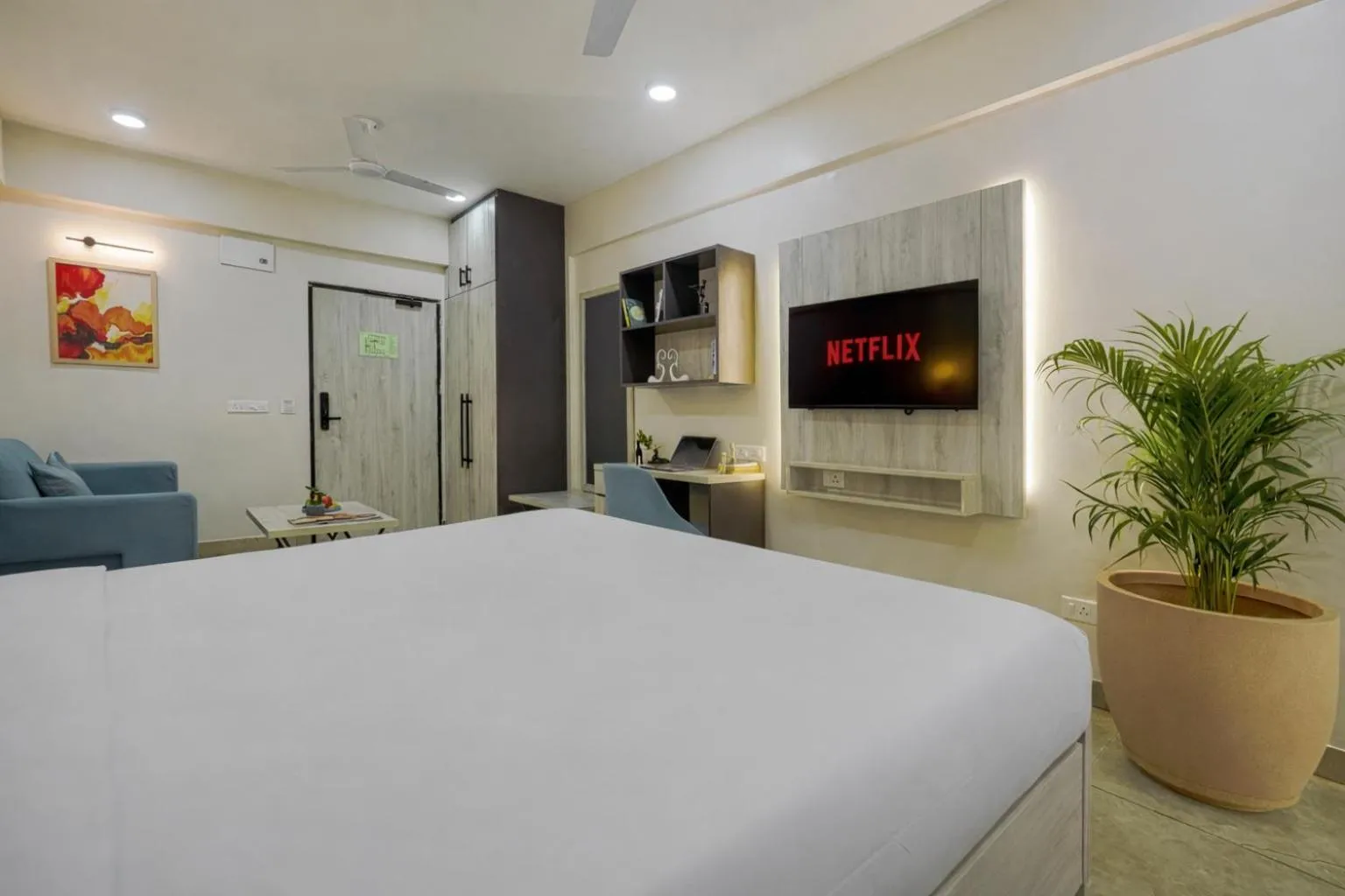 Bedroom, Bed in Urban Suites by BluSalzz, Jaipur - Rajasthan