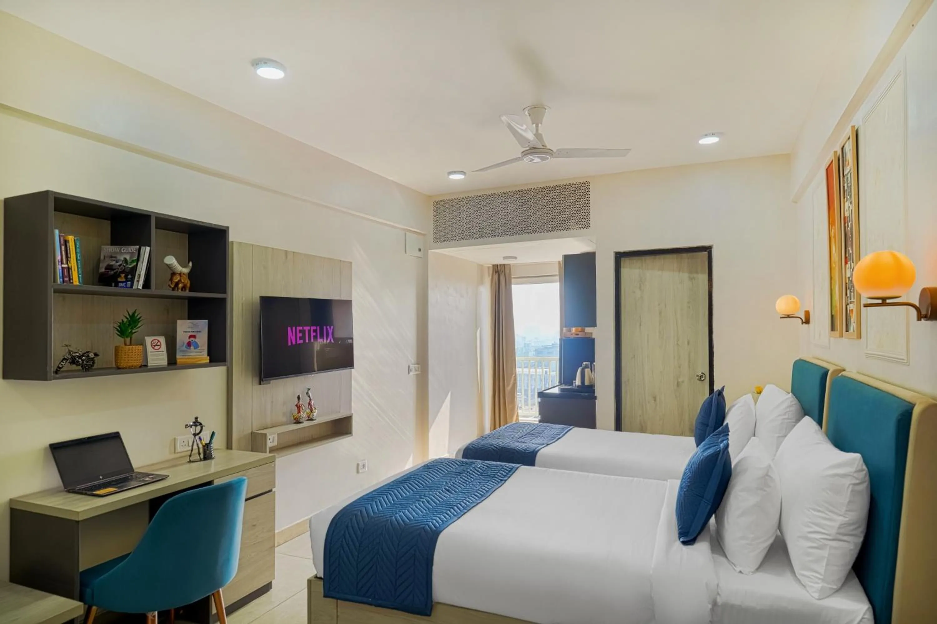 Bedroom, Bed in Urban Suites by BluSalzz, Jaipur - Rajasthan