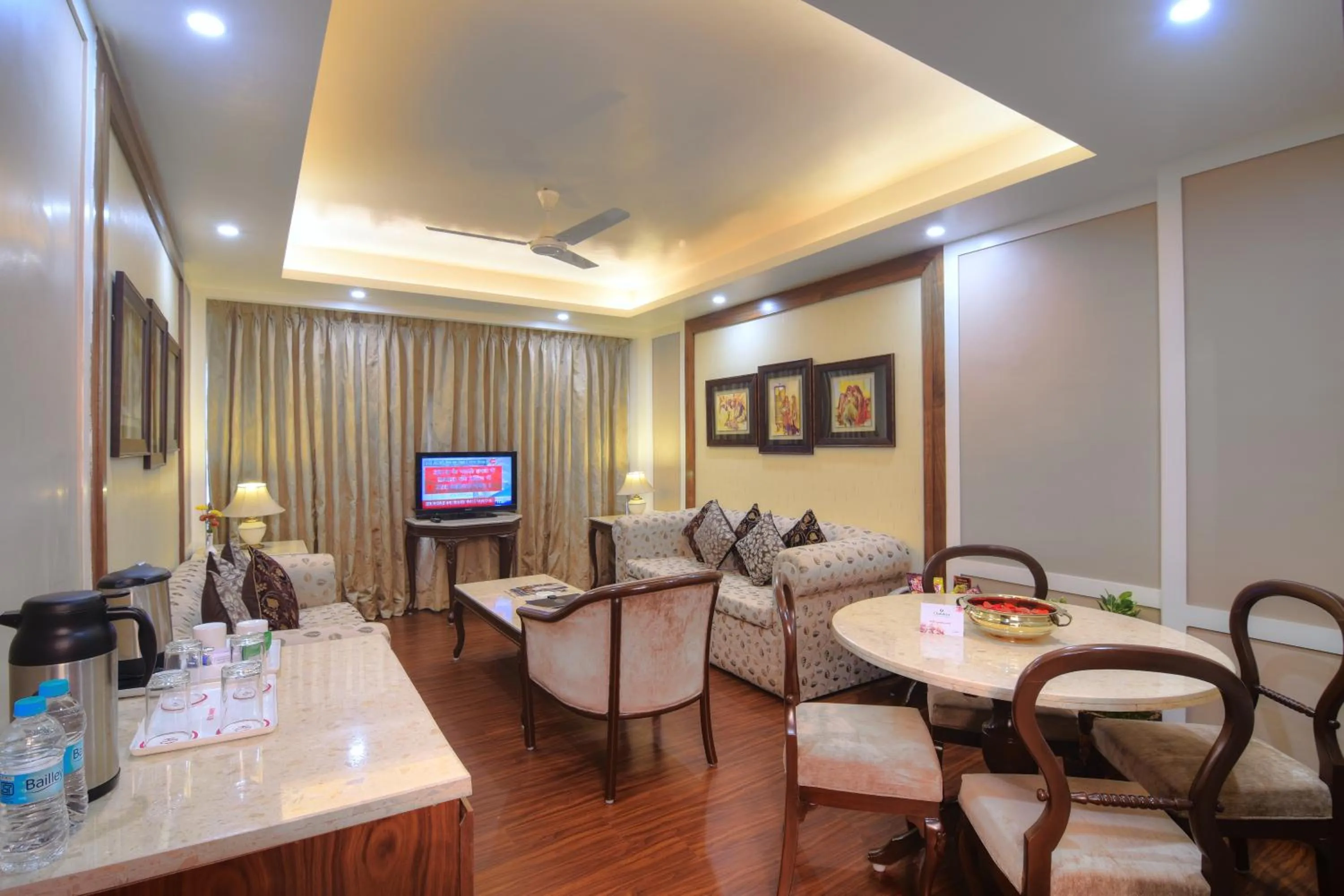 Seating area in Chanakya Hotel, Patna