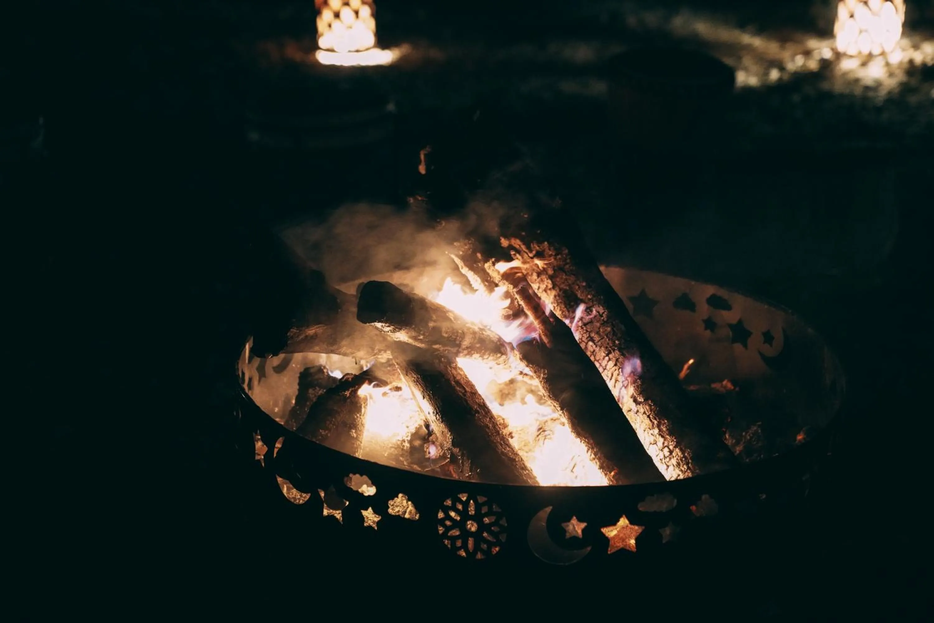 fireplace in Antares Desert Camp