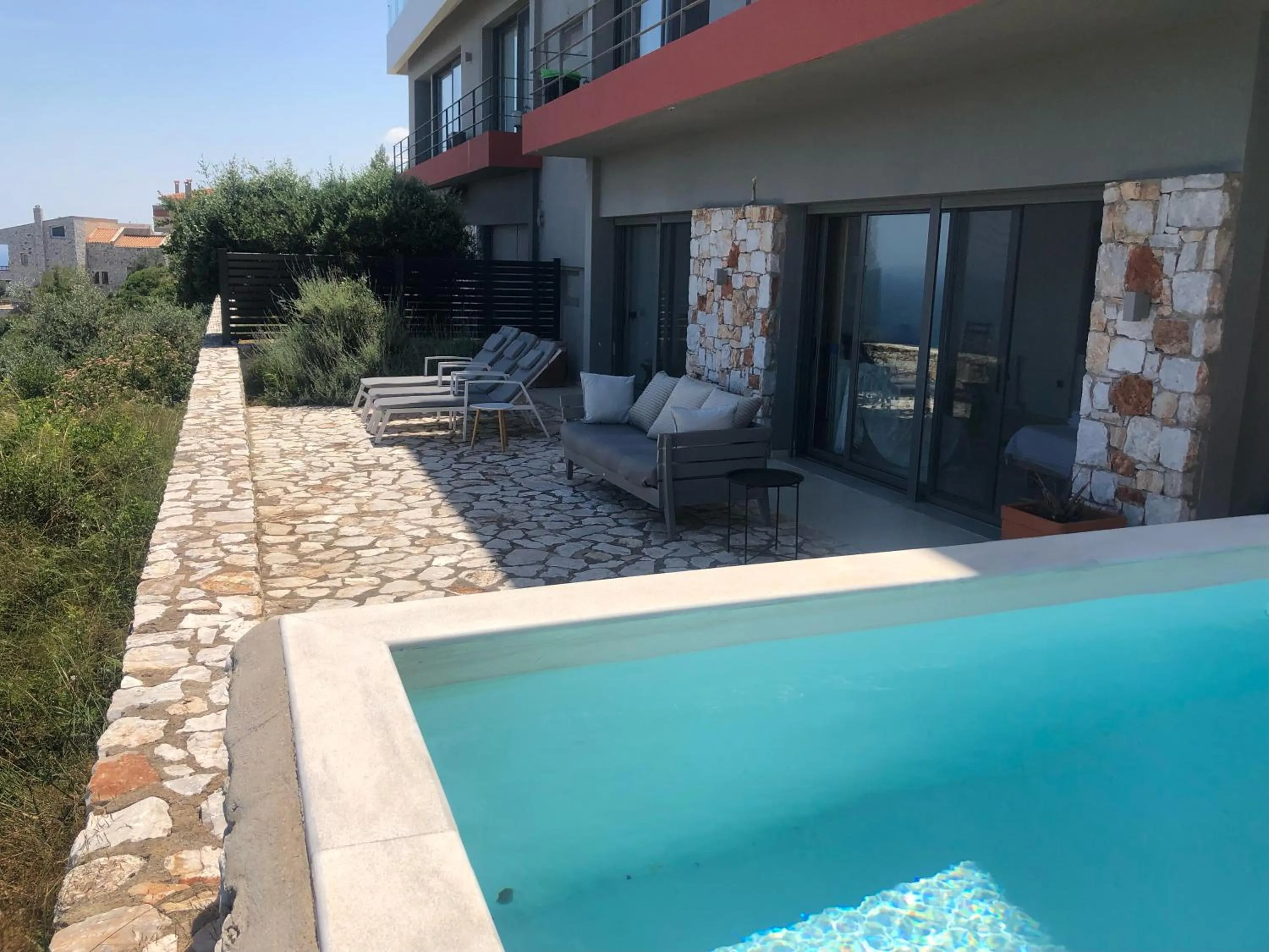 Pool view in Seaview Maisonette Schinias