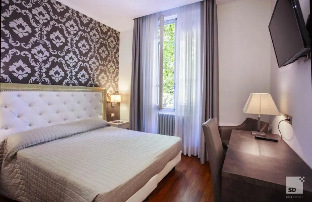 View (from property/room), Bed in Grand Hotel Terme