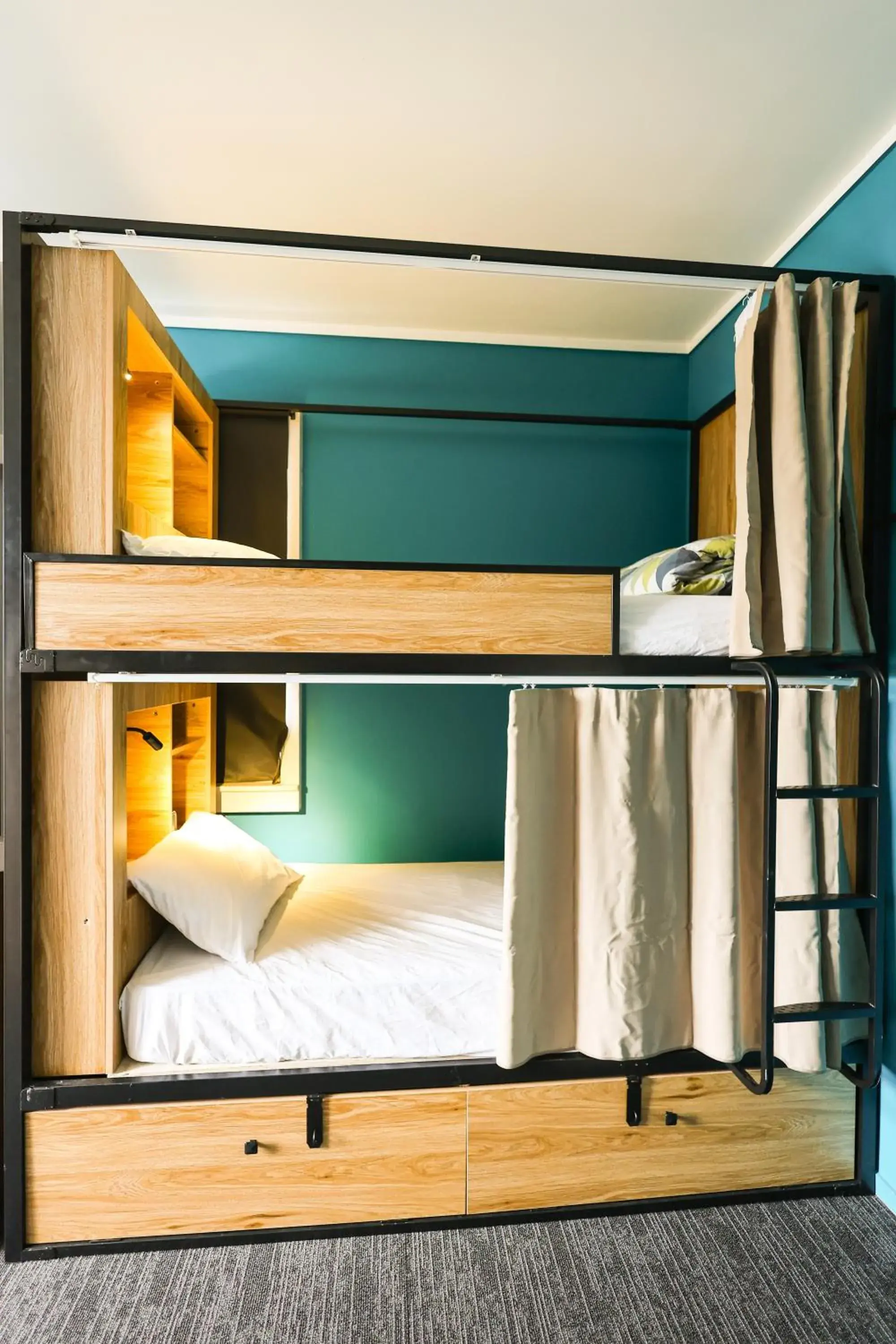 Comfort 4-Bed Female Dorm with Power, Fan, Light & Privacy Curtain in Crashpalace Napier Comfort 4-Bed Female Dorm with Power, Fan, Light & Privacy Curtain in Crashpalace Napier