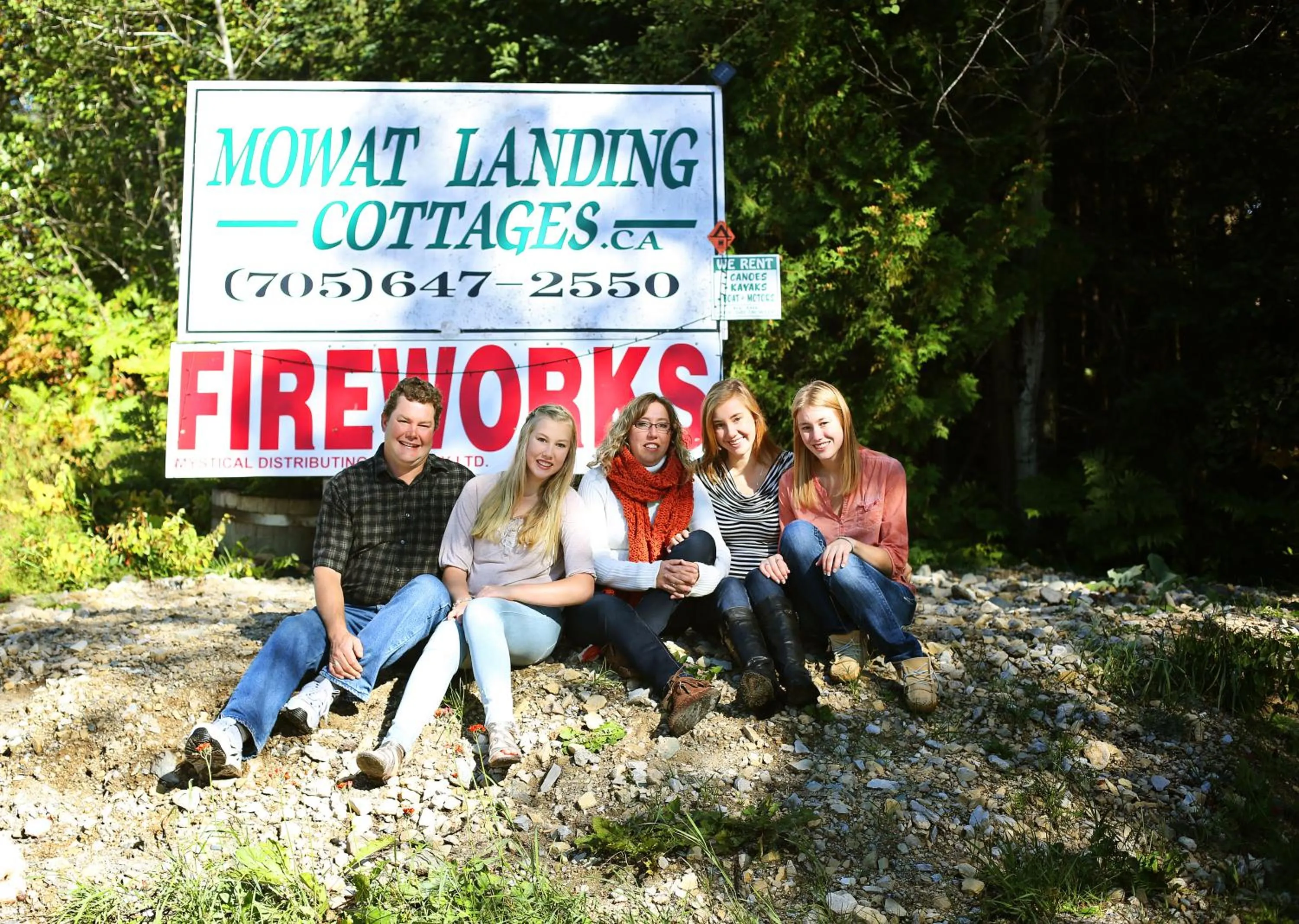 People in Mowat Landing Cottages