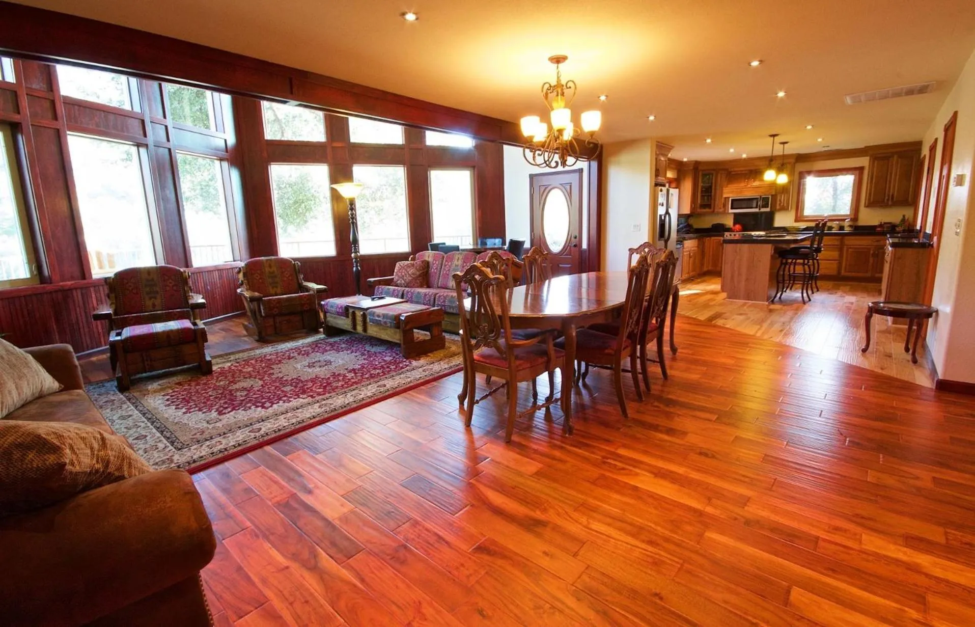 Dining area in Riverfront Property with Waterfalls near Yosemite and Bass Lake