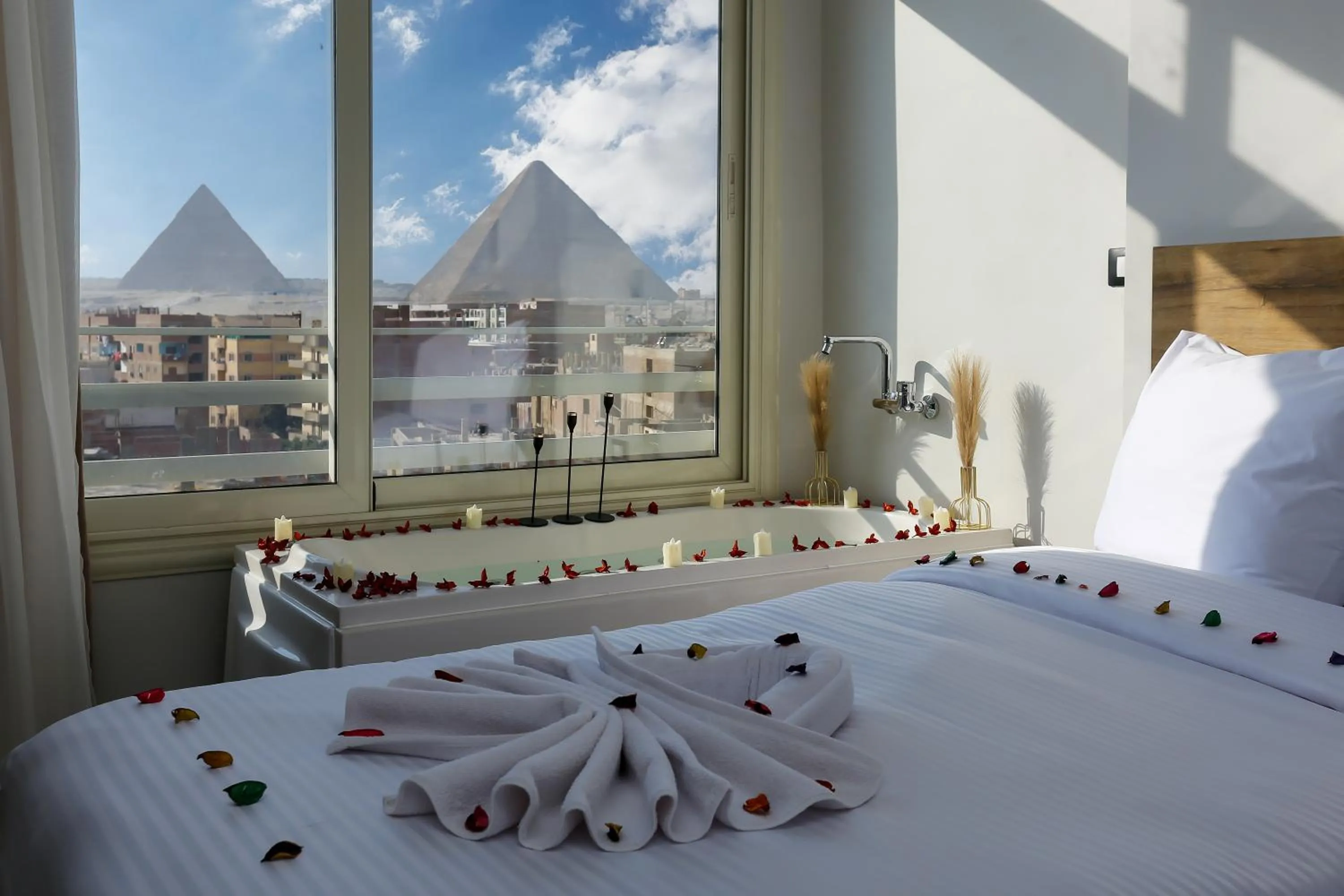 Bed in Rixoss tower Pyramids View