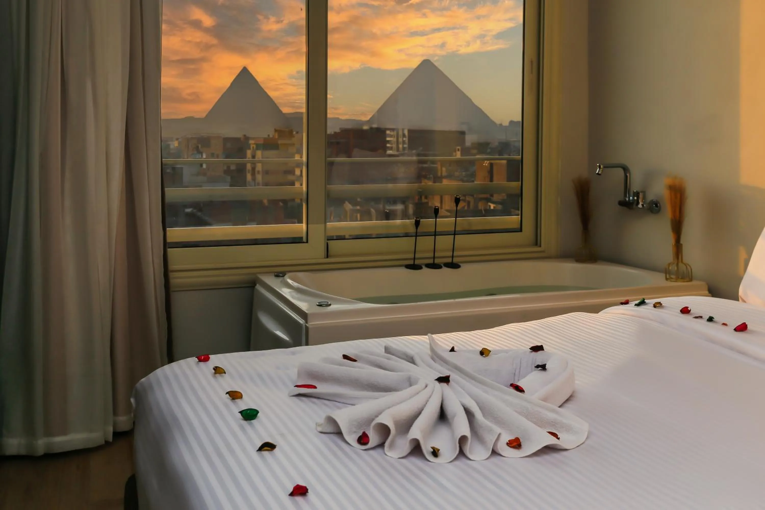 Bed in Rixoss tower Pyramids View